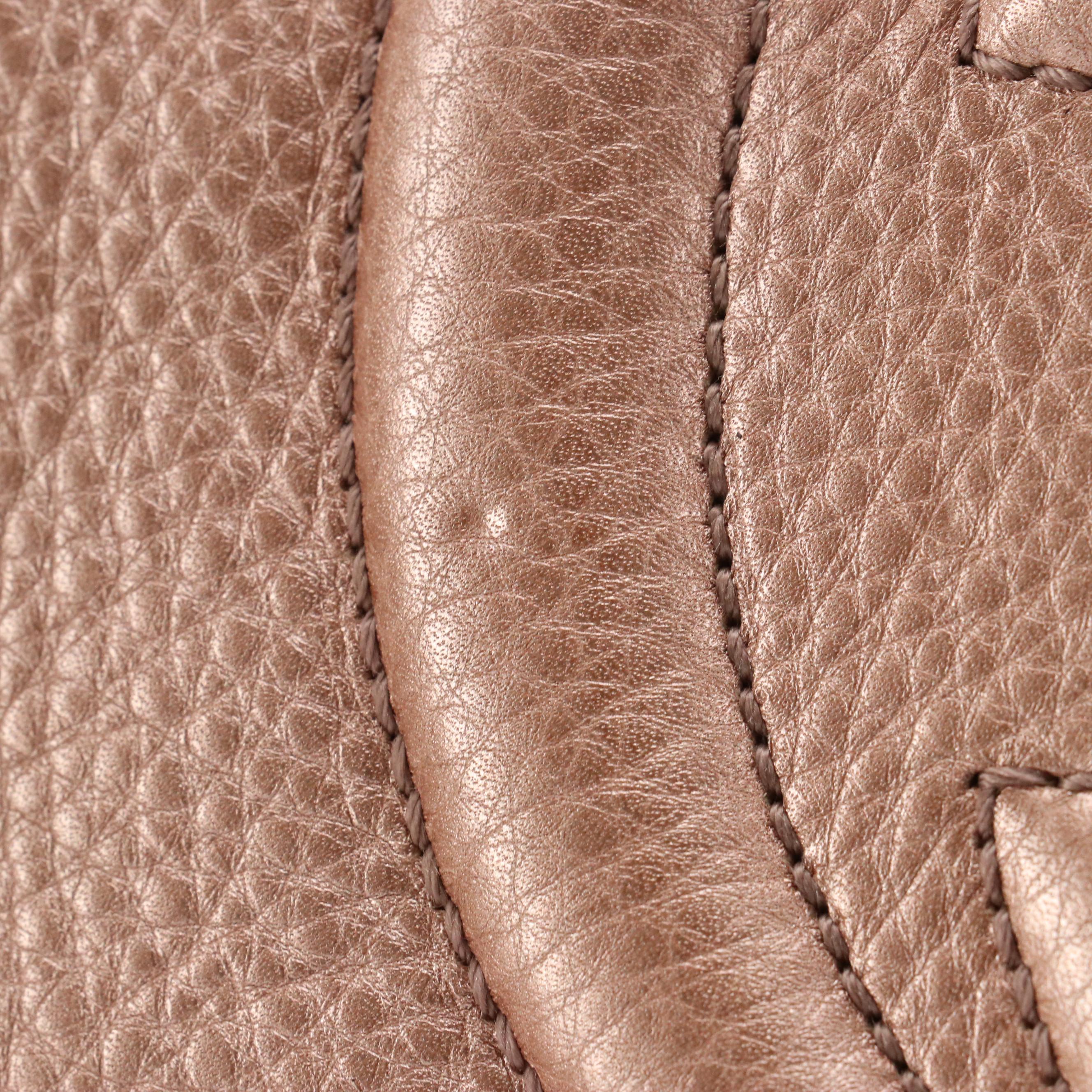 Gucci Soho Chain Medium Bag in Metallic Blush Pink Pebbled Leather