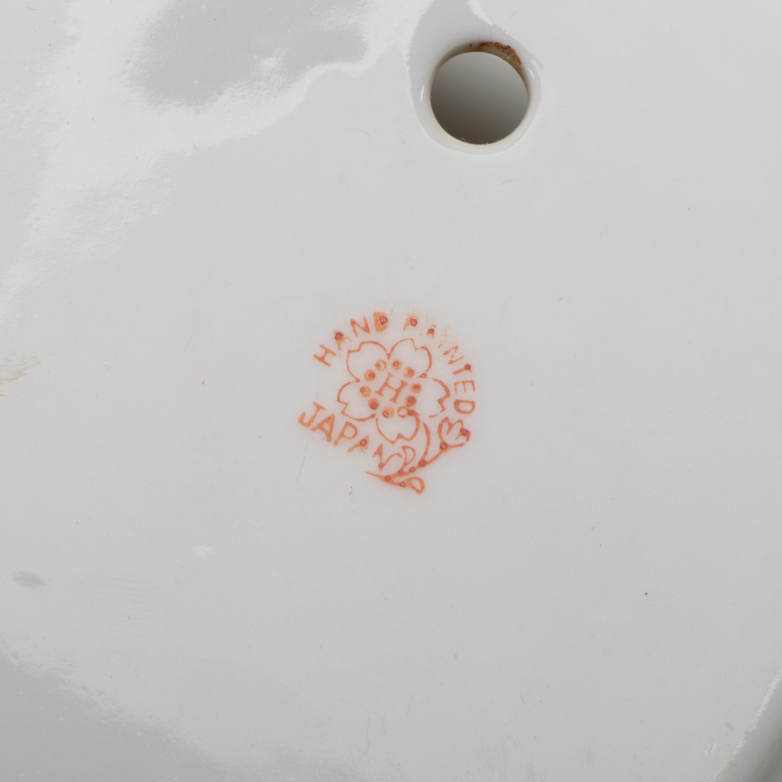 Japanese Hand-Painted Porcelain Lusterware Wall Pockets and Czech Vases