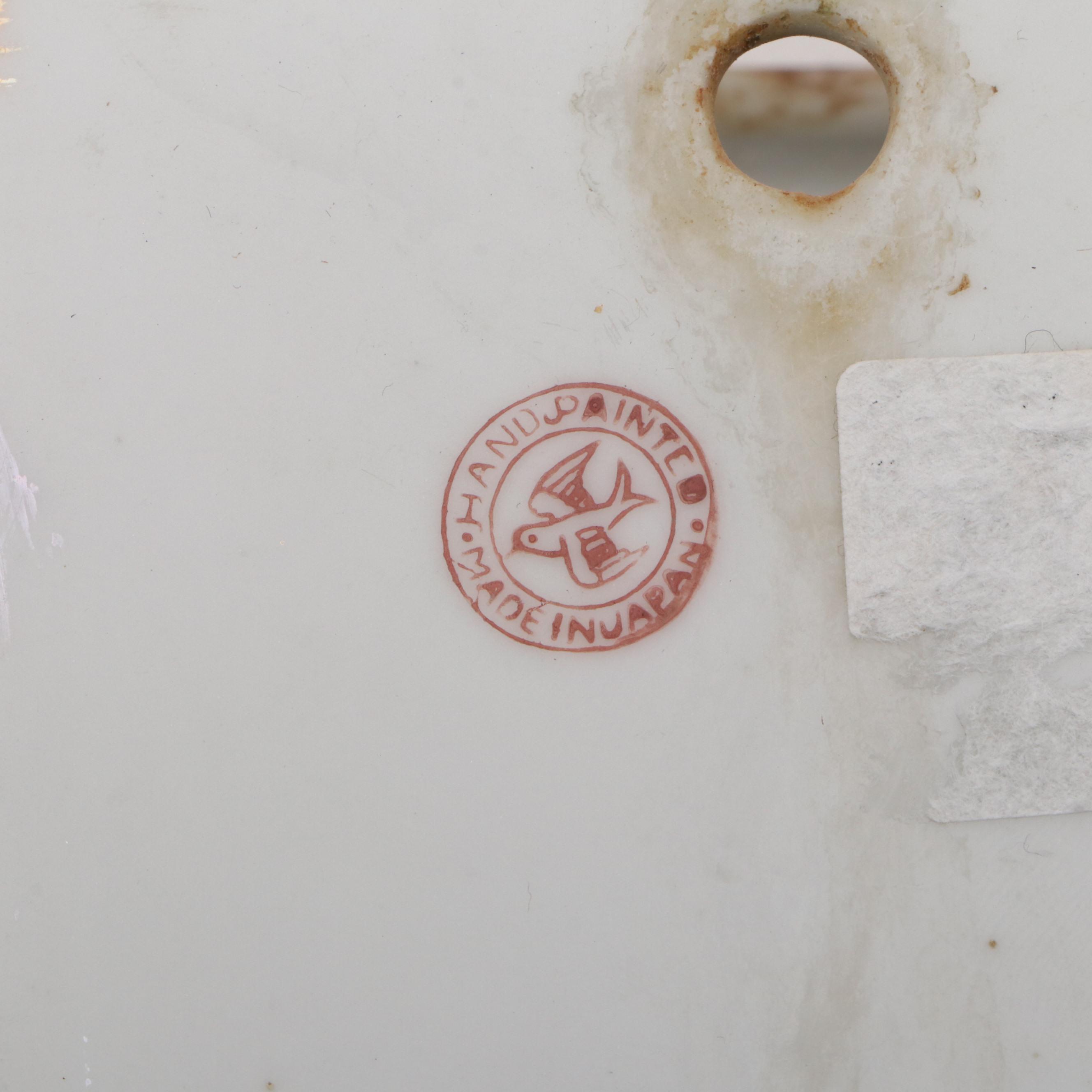 Japanese Hand-Painted Porcelain Lusterware Wall Pockets and Czech Vases