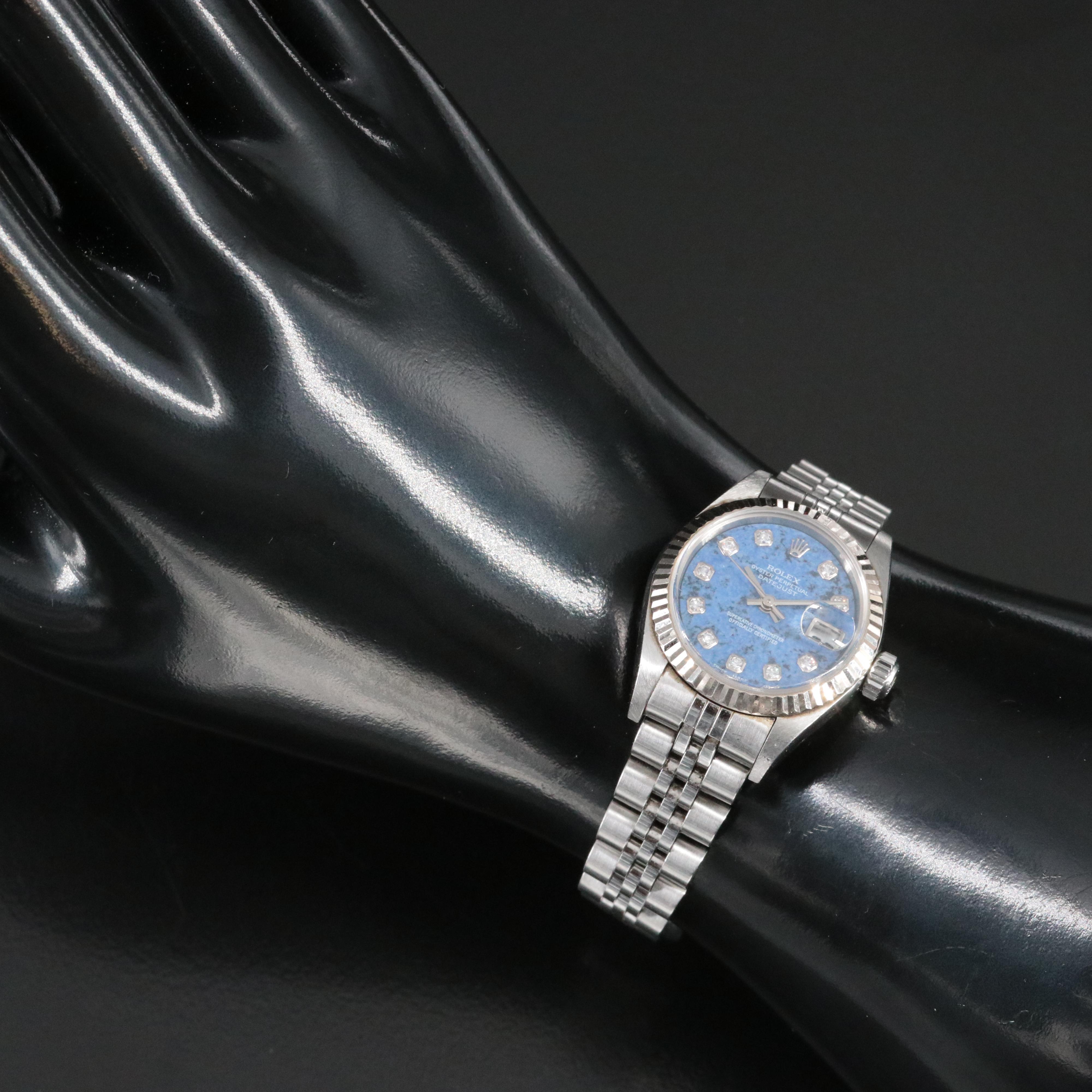 2000 Rolex Sodalite Factory Diamond Dial Datejust Watch