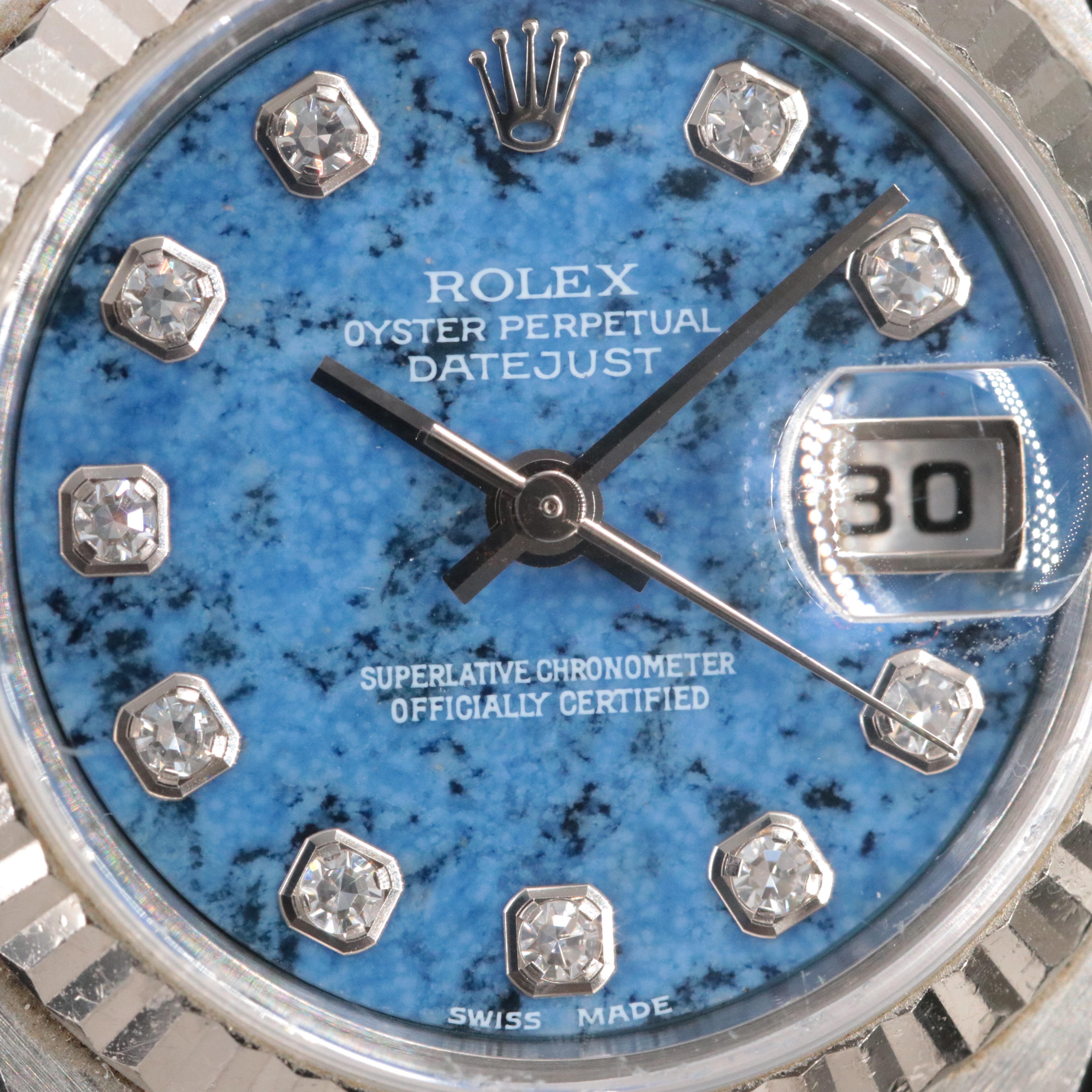 2000 Rolex Sodalite Factory Diamond Dial Datejust Watch