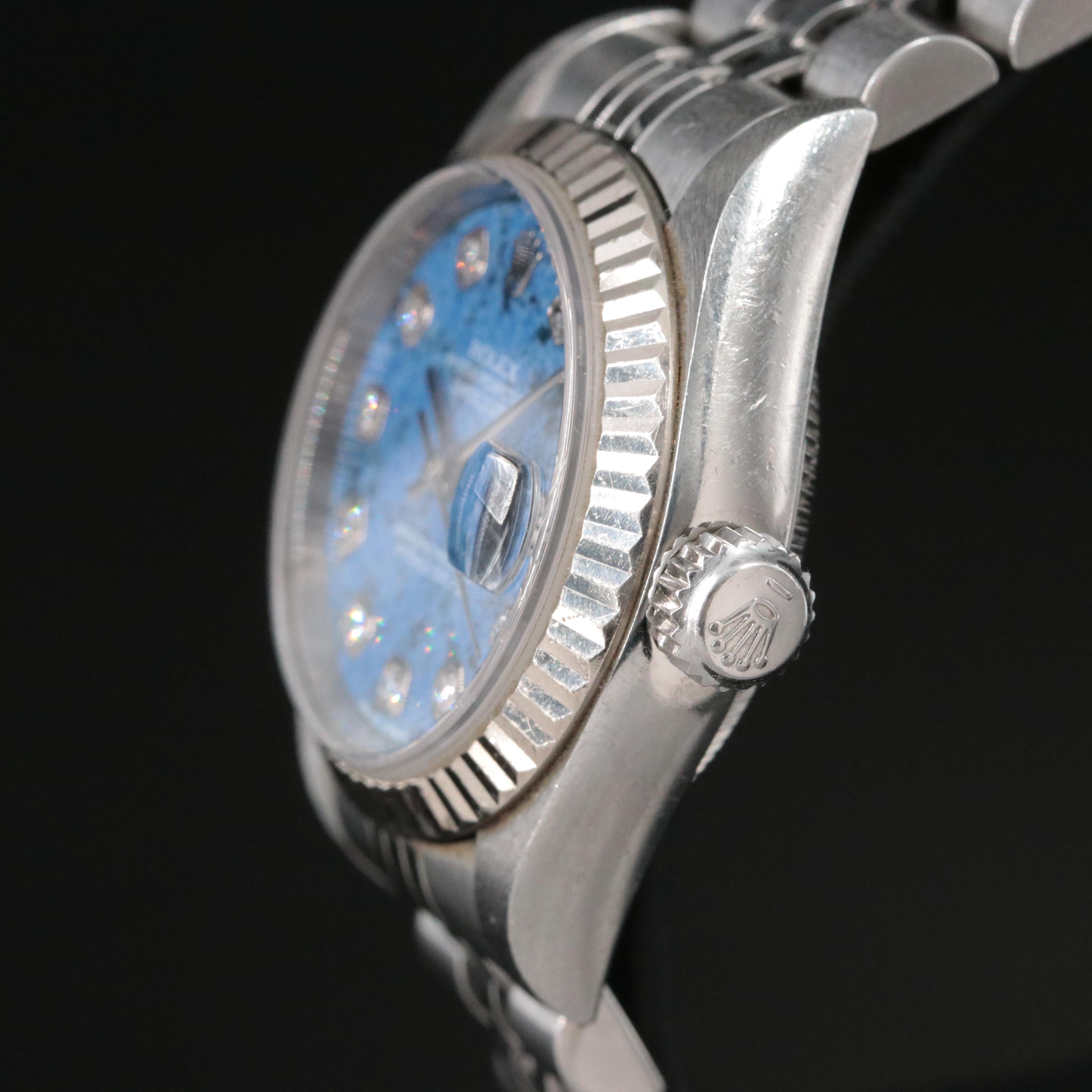 2000 Rolex Sodalite Factory Diamond Dial Datejust Watch