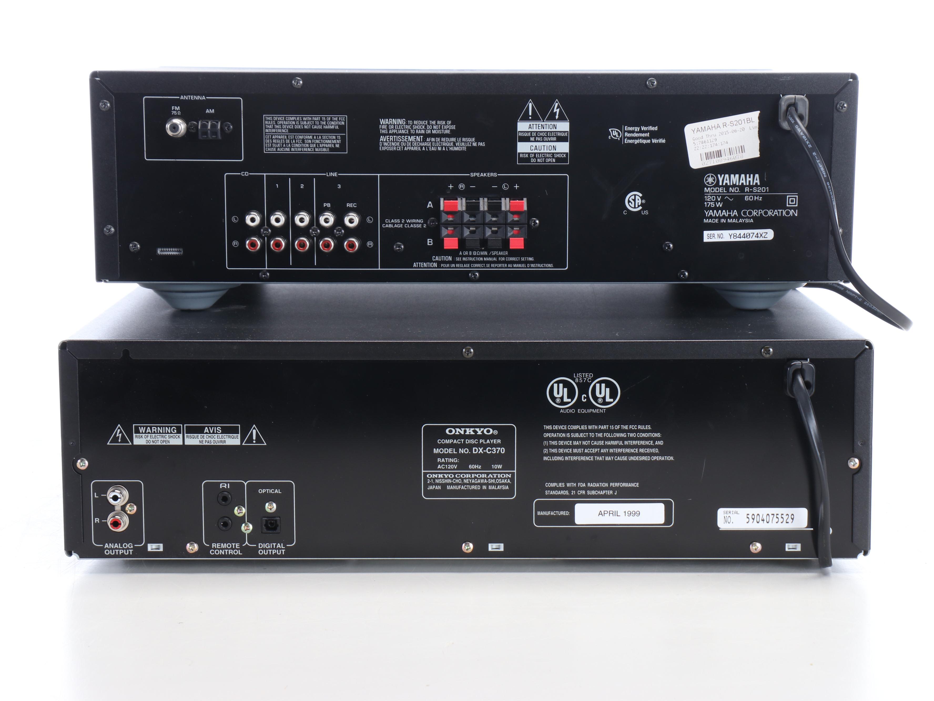 Yamaha R-S201 Receiver with Onkyo DX-C370 CD Changer and Bose Floor Speakers