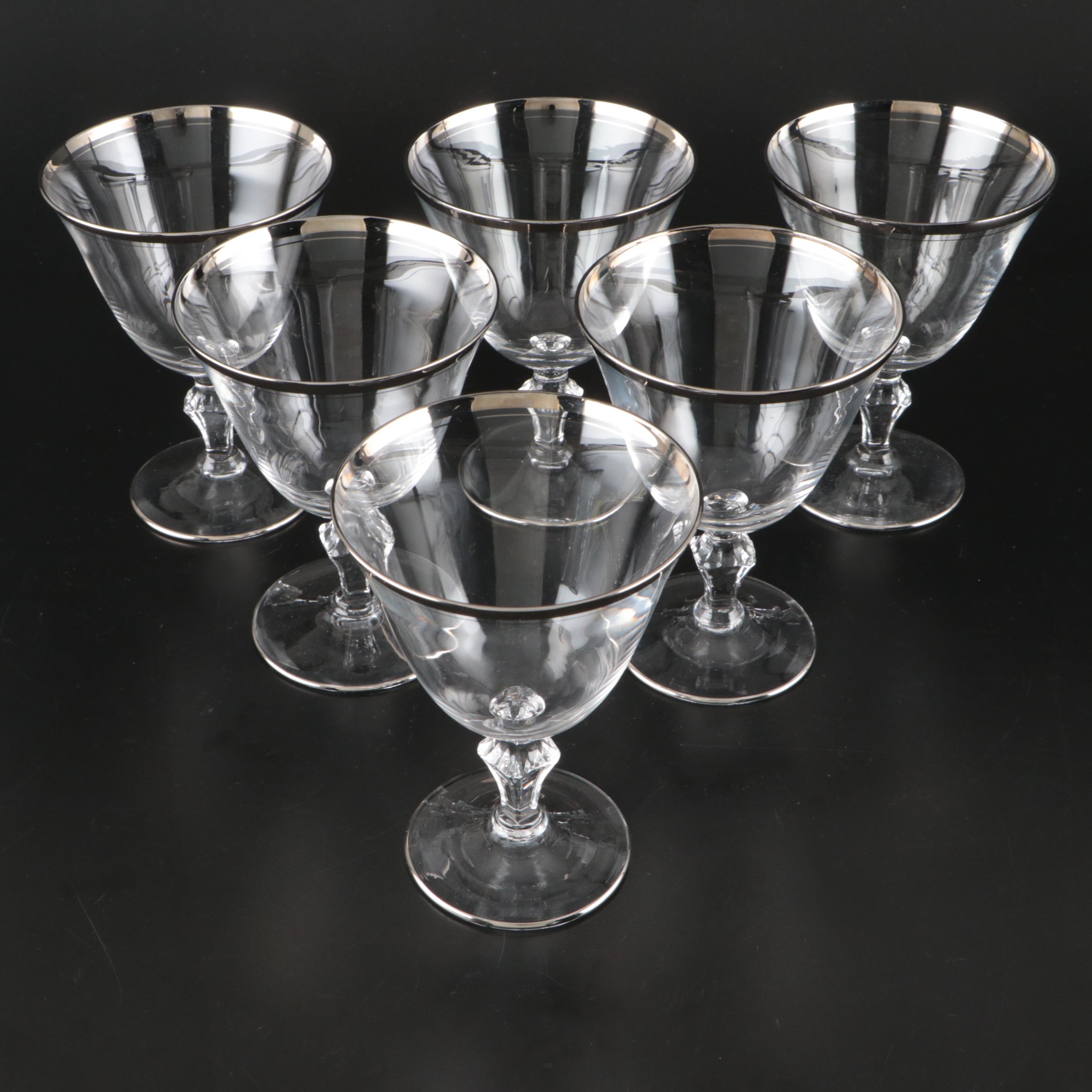 Glastonbury Lotus "Colonial 92" Platinum Trim Glass Stemware, Mid to Late 20th C