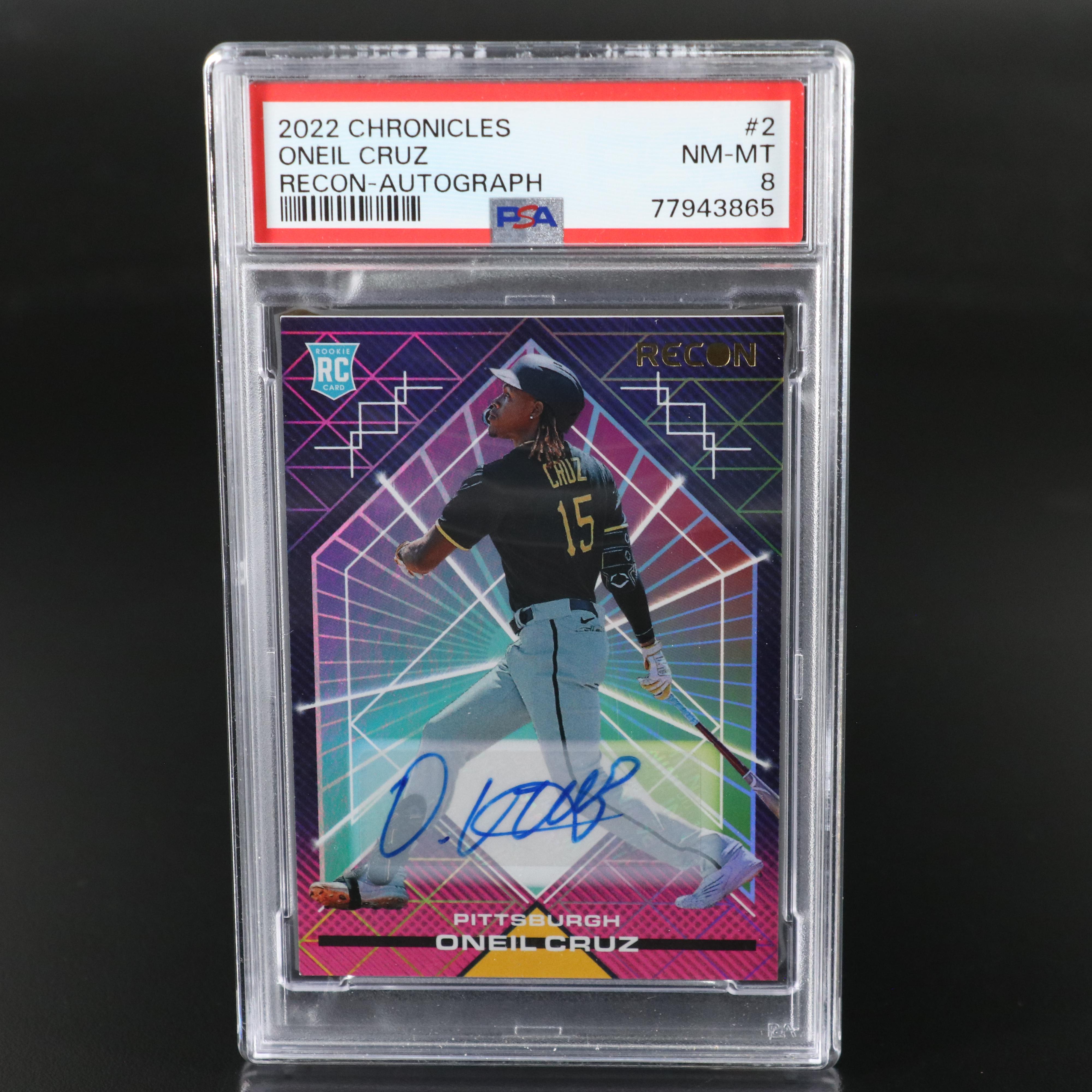 2022 Chronicles Oneil Cruz Signed Recon Baseball Card Graded PSA 8