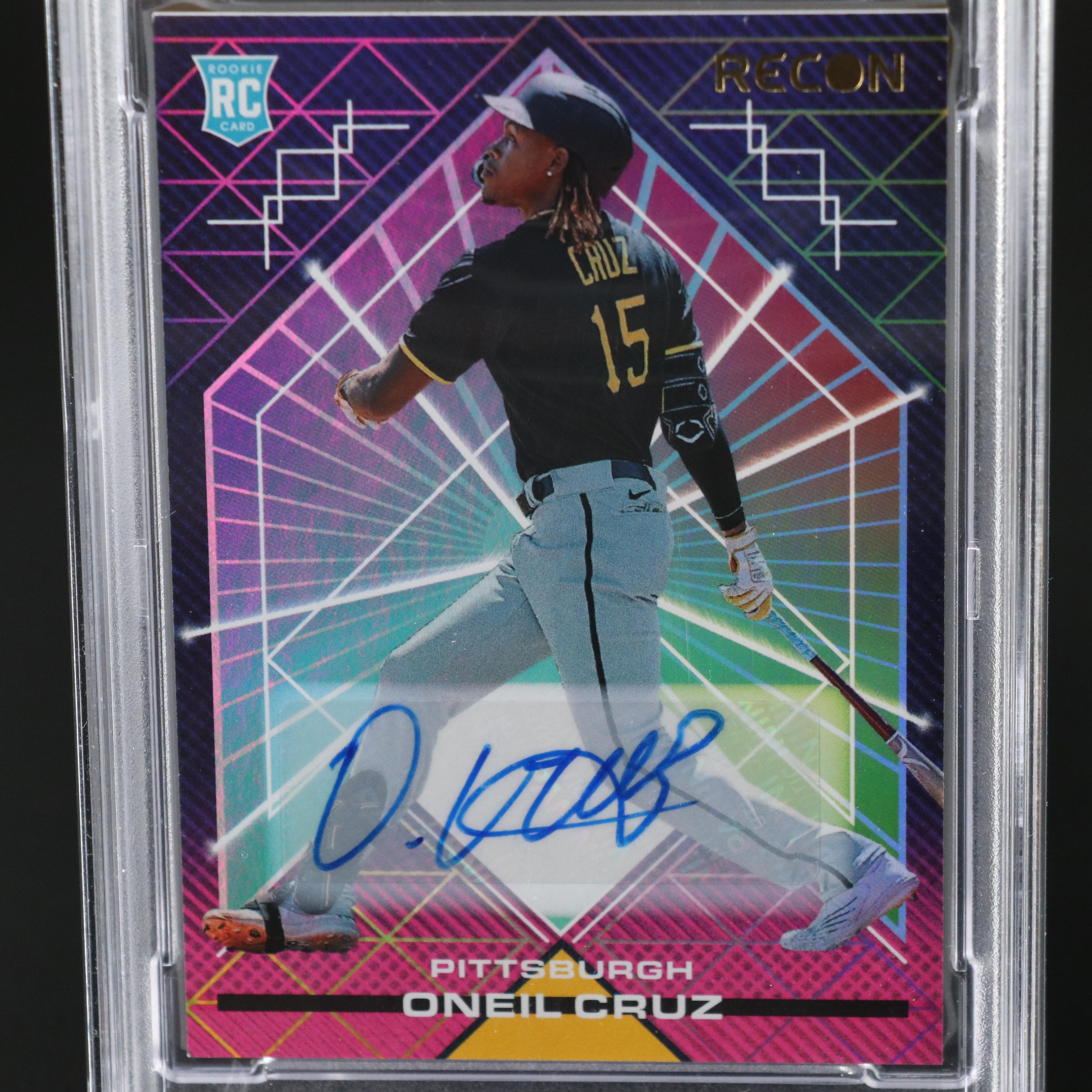 2022 Chronicles Oneil Cruz Signed Recon Baseball Card Graded PSA 8
