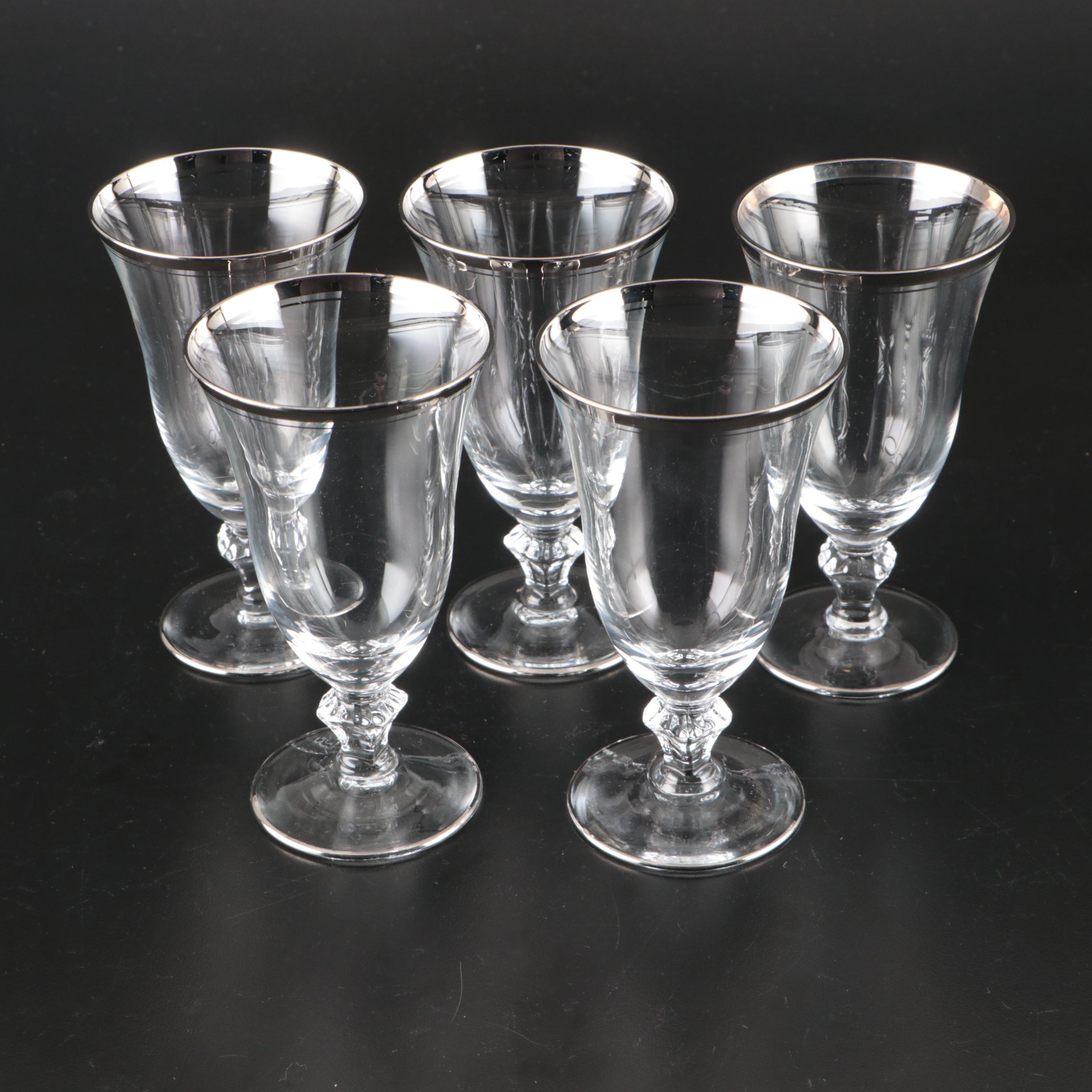 Glastonbury Lotus "Colonial 92" Platinum Trim Glass Stemware, Mid to Late 20th C