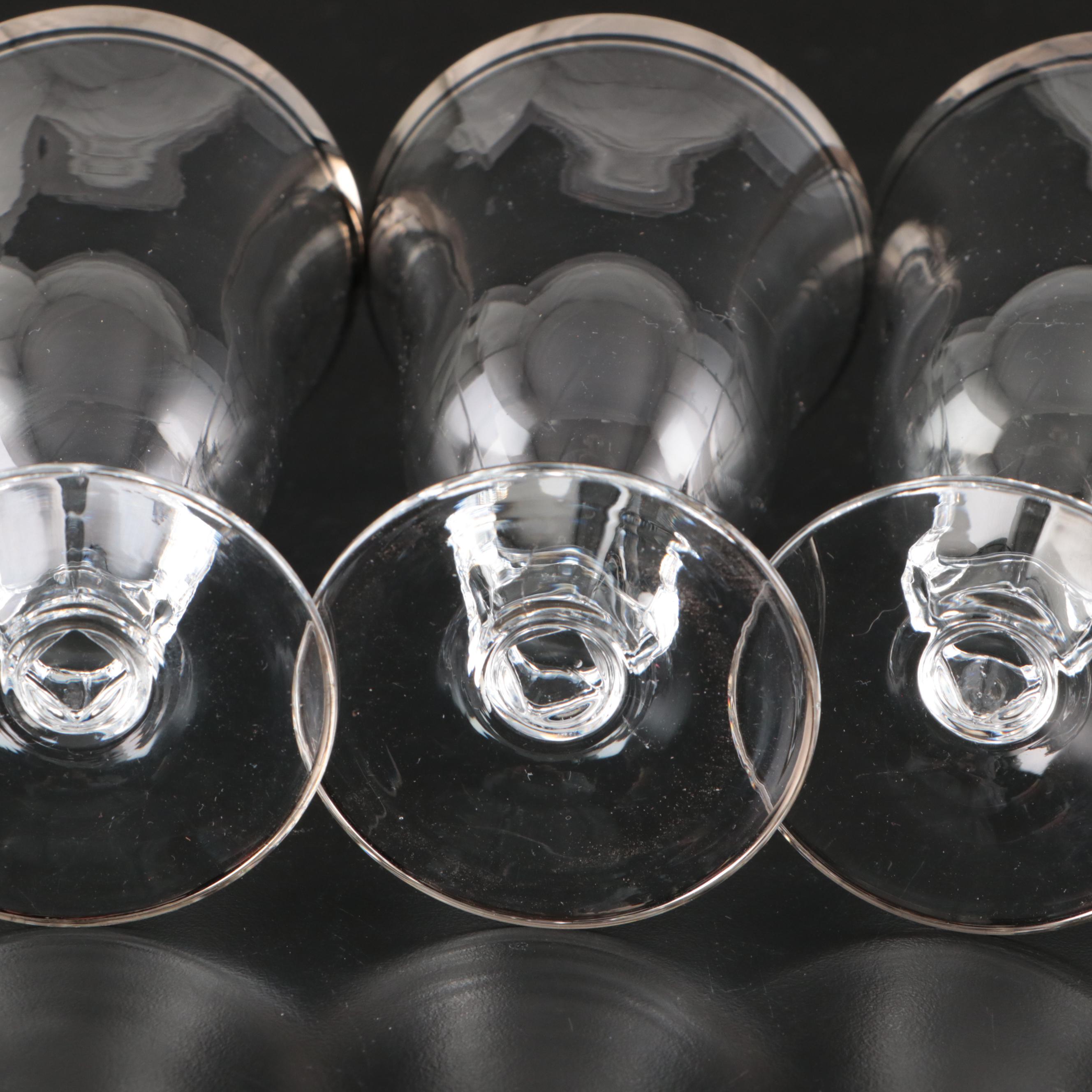 Glastonbury Lotus "Colonial 92" Platinum Trim Glass Stemware, Mid to Late 20th C