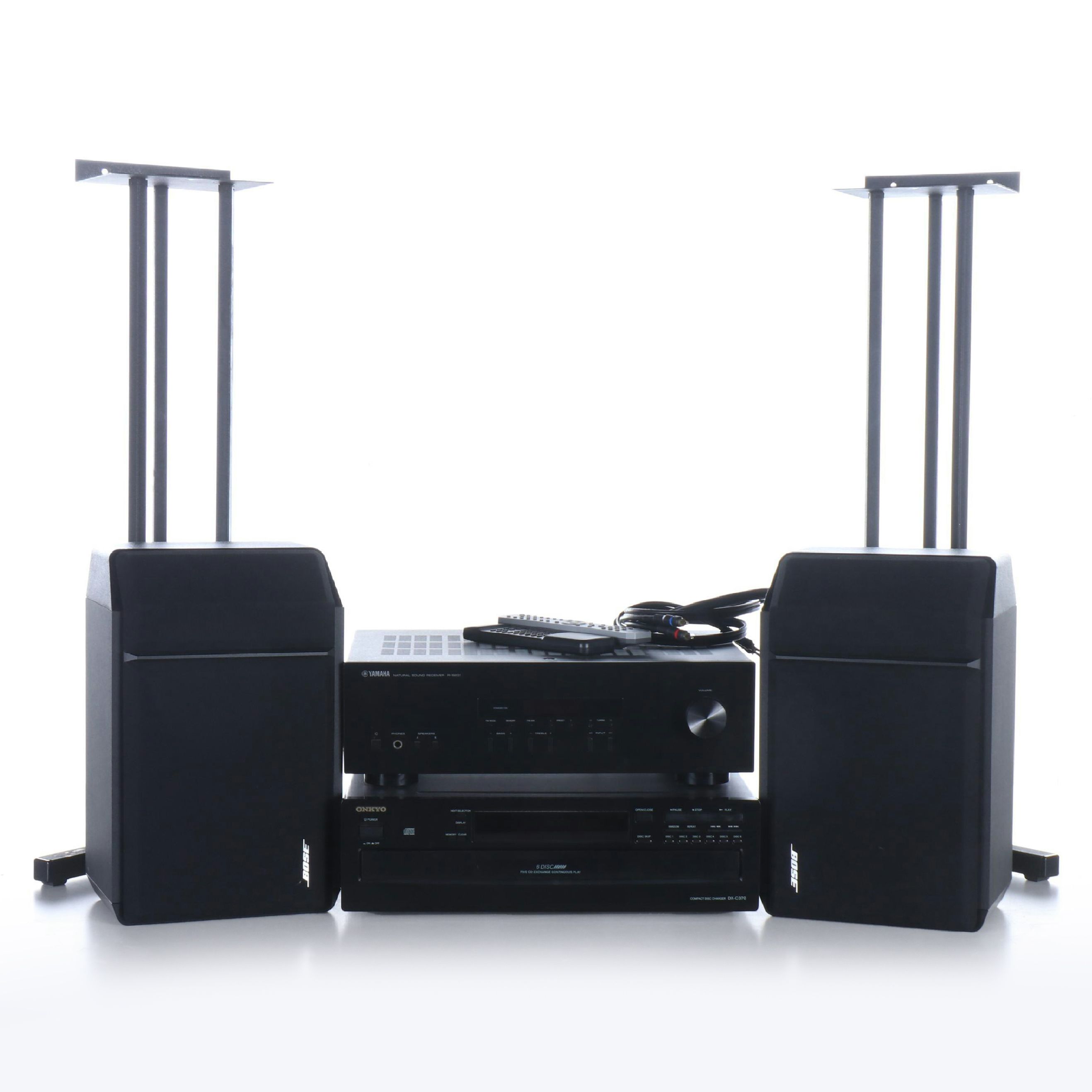 Yamaha R-S201 Receiver with Onkyo DX-C370 CD Changer and Bose Floor Speakers
