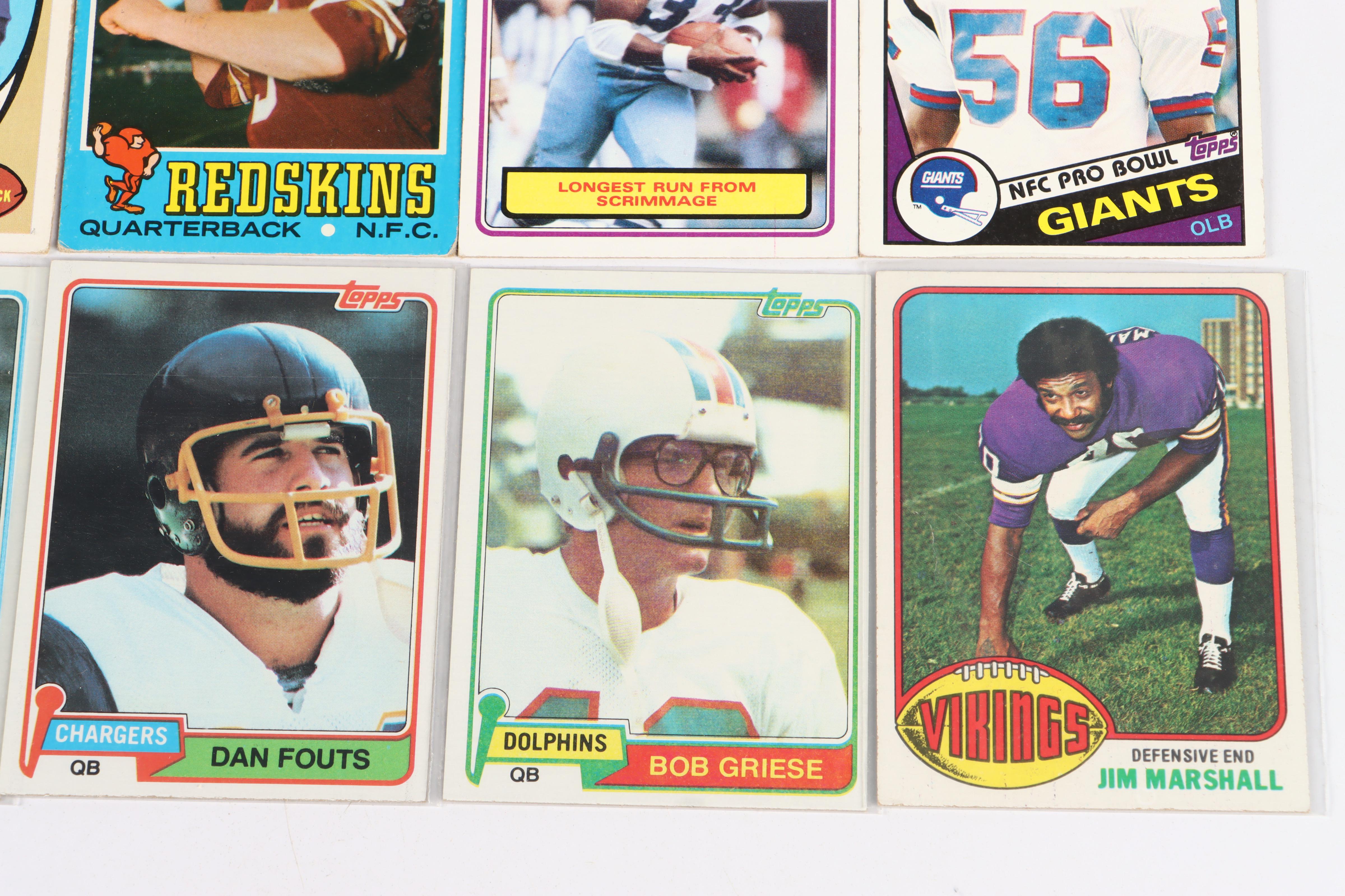 Topps Football Cards Featuring O.J. Simpson and More, 1970s-1980s