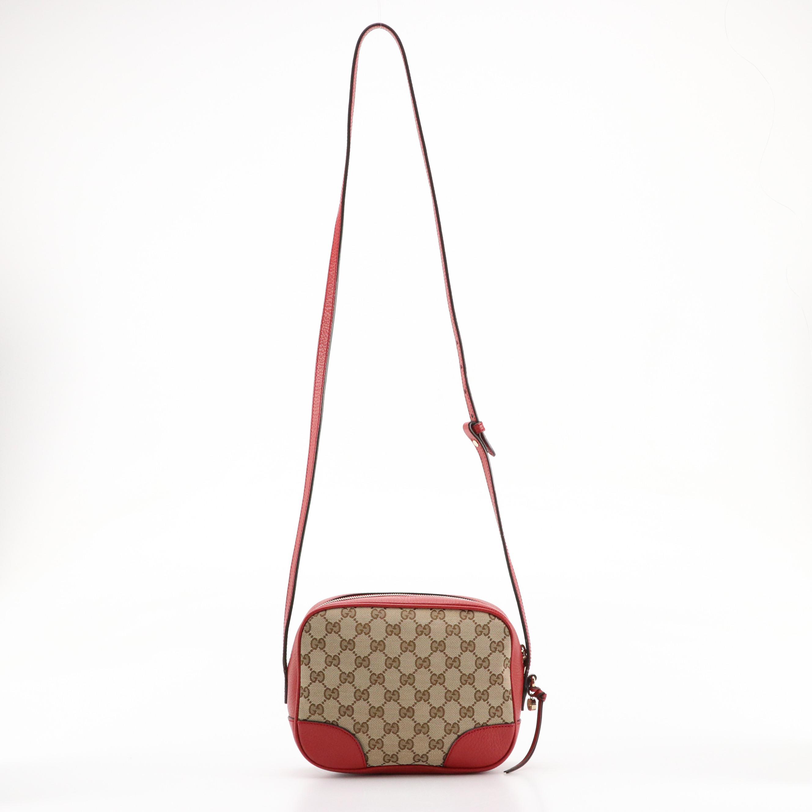 Gucci Mini Bree Messenger Bag in GG Canvas with Leather Trim
