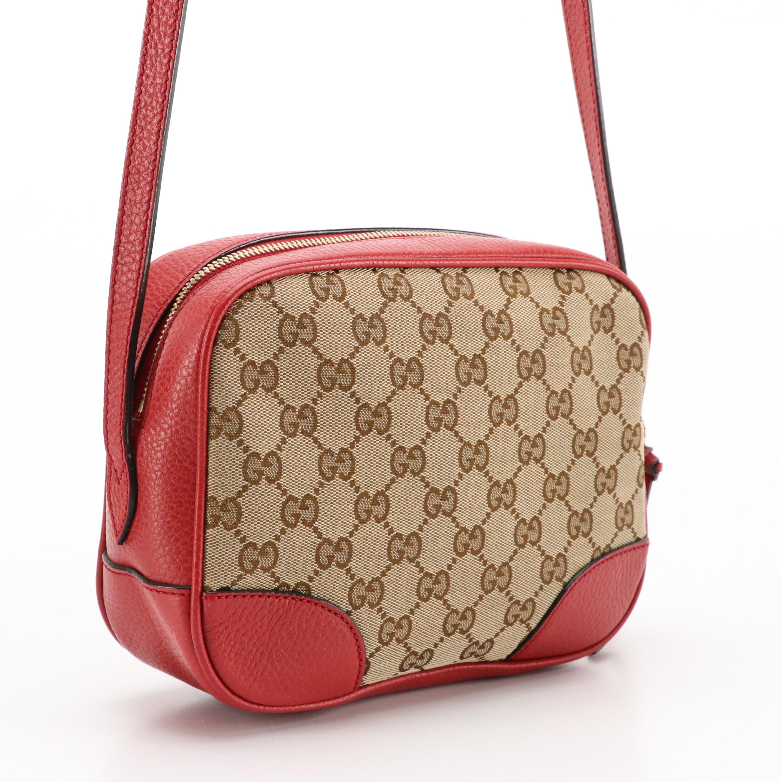 Gucci Mini Bree Messenger Bag in GG Canvas with Leather Trim