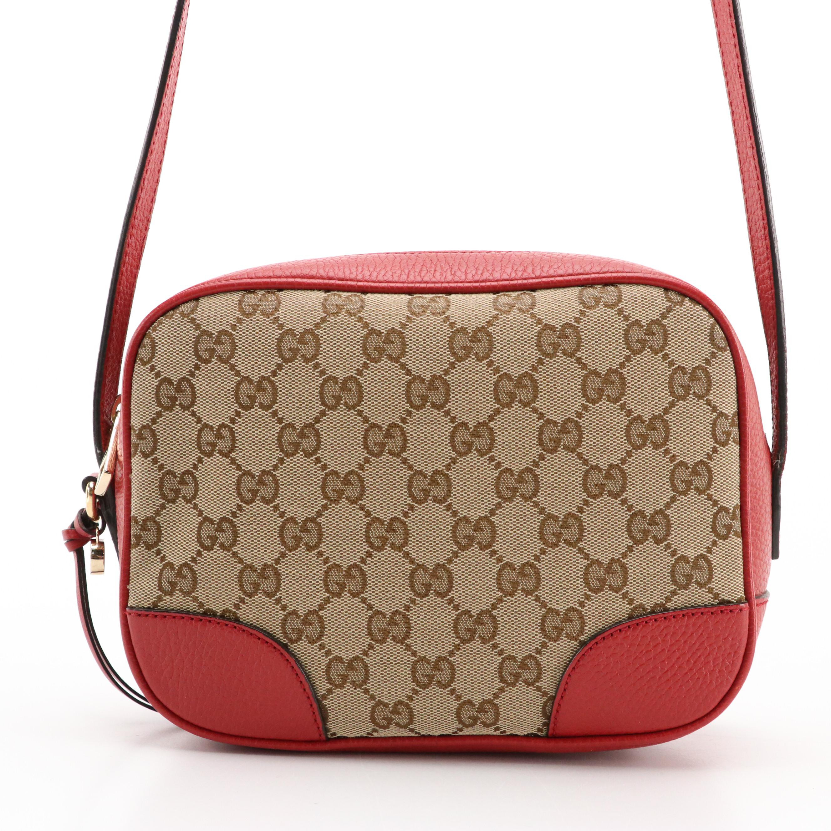 Gucci Mini Bree Messenger Bag in GG Canvas with Leather Trim