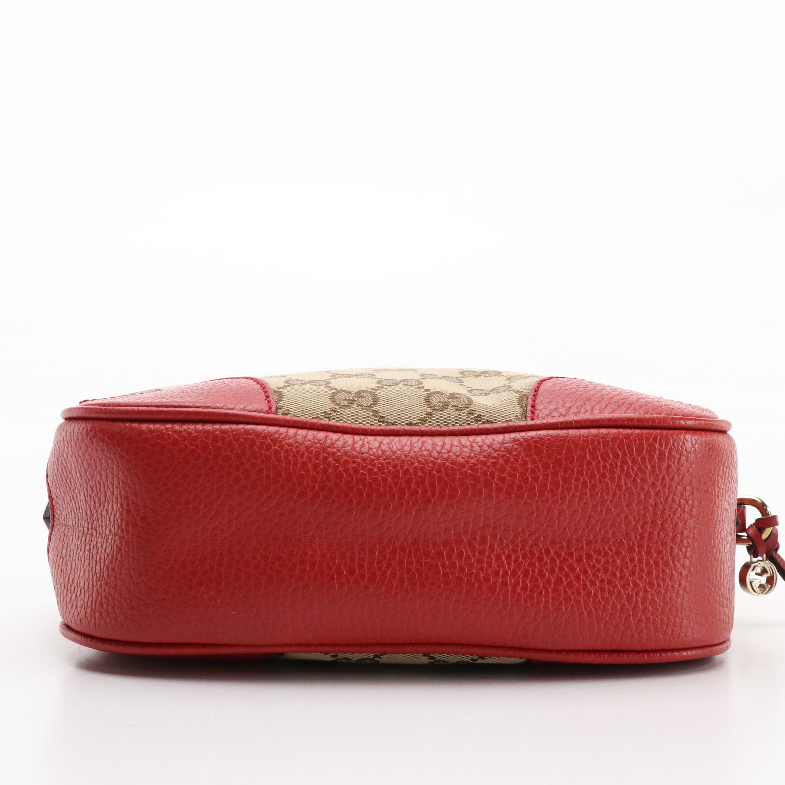 Gucci Mini Bree Messenger Bag in GG Canvas with Leather Trim