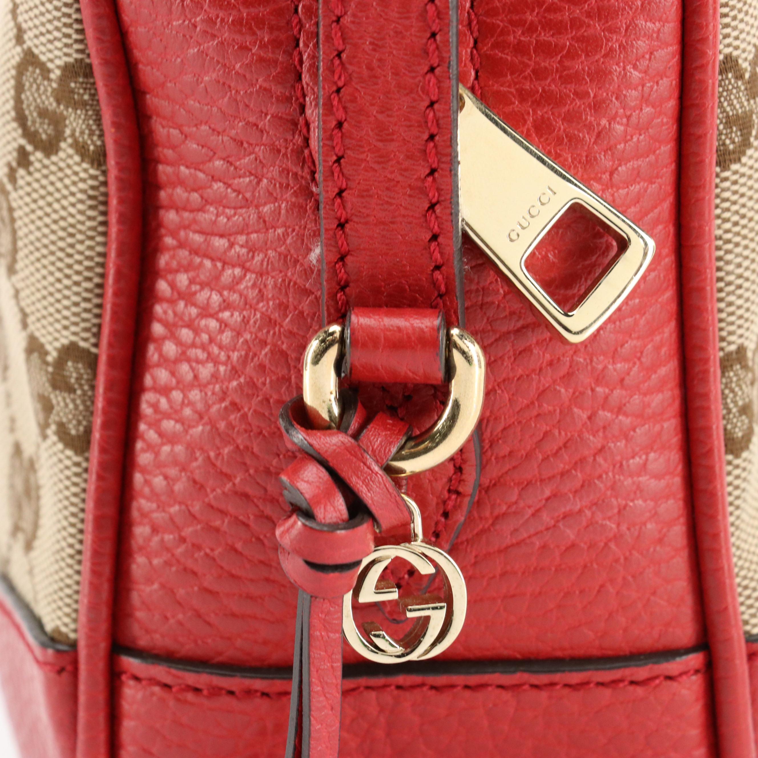 Gucci Mini Bree Messenger Bag in GG Canvas with Leather Trim