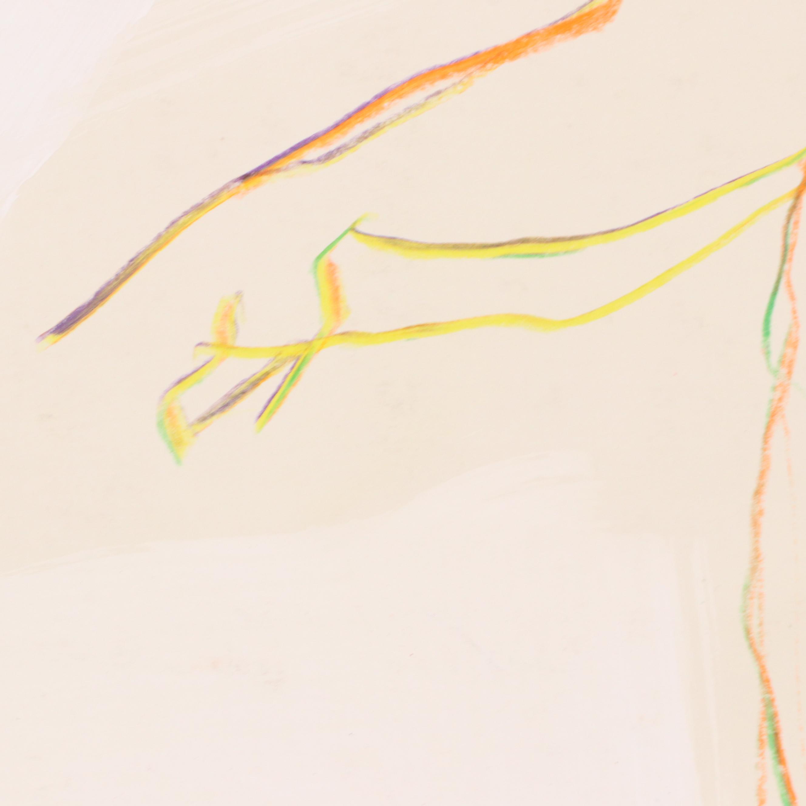 Jack Meanwell Female Nude Figure Oil Pastel Drawing, Late 20th Century