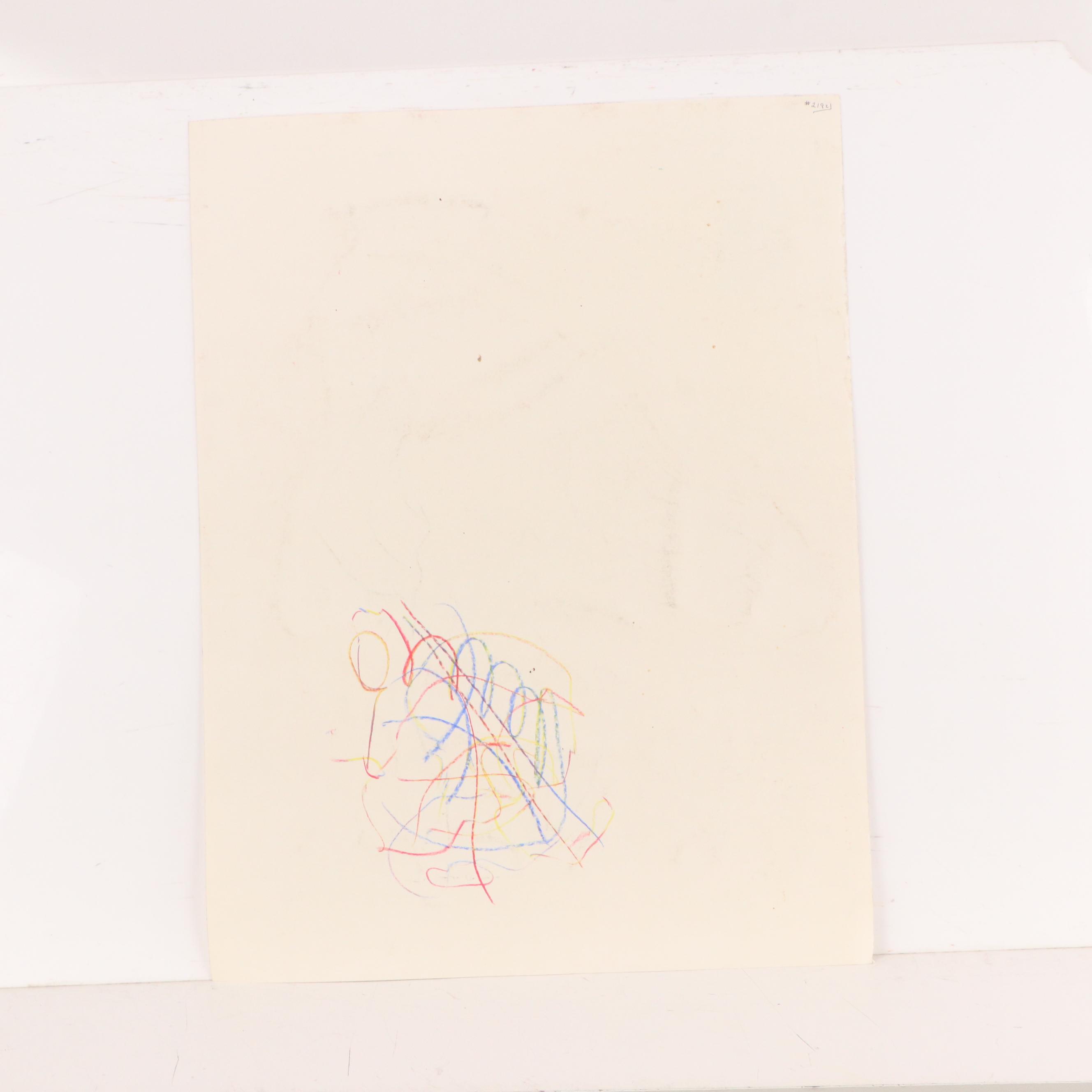 Jack Meanwell Female Nude Figure Oil Pastel Drawing, Late 20th Century