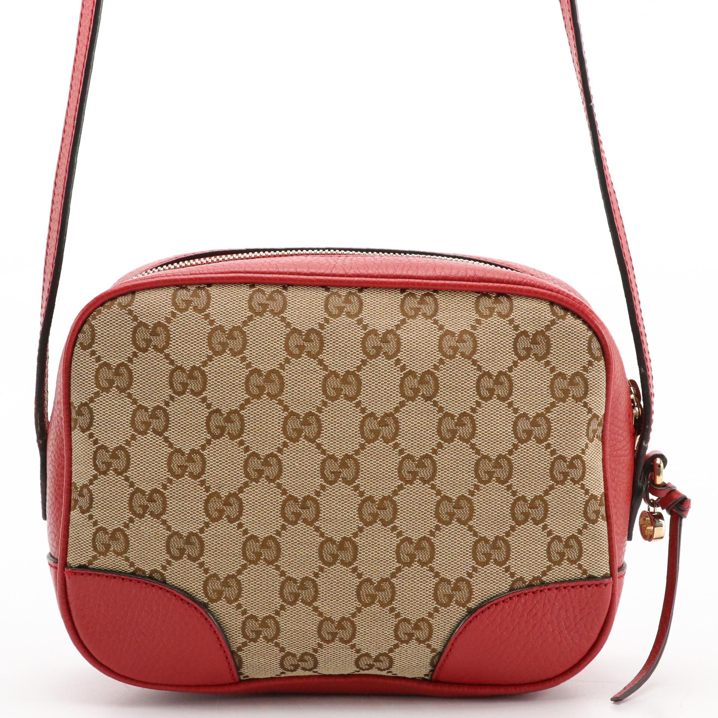 Gucci Mini Bree Messenger Bag in GG Canvas with Leather Trim