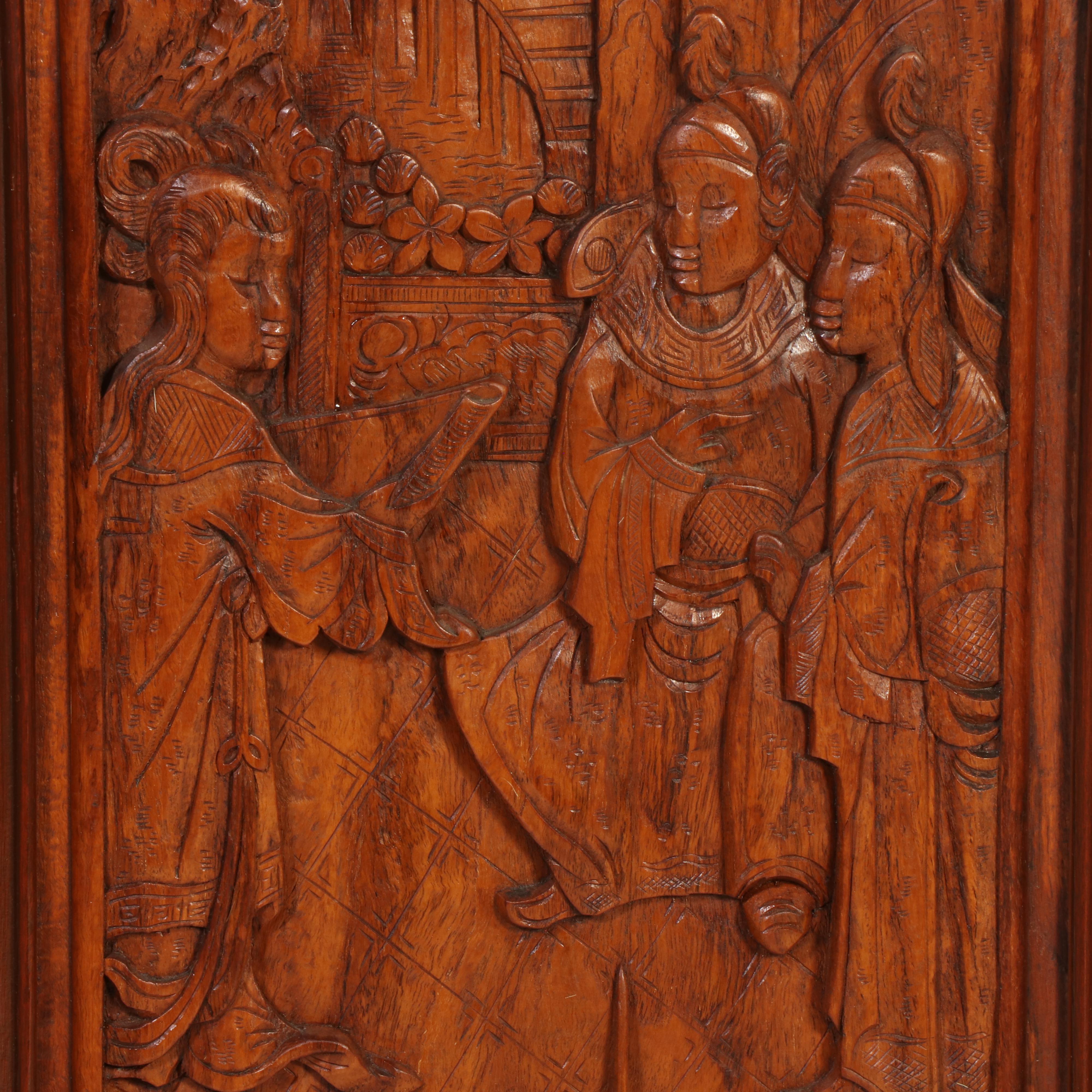 George Zee & Co. Chinese Carved Hardwood Four-Panel Screen