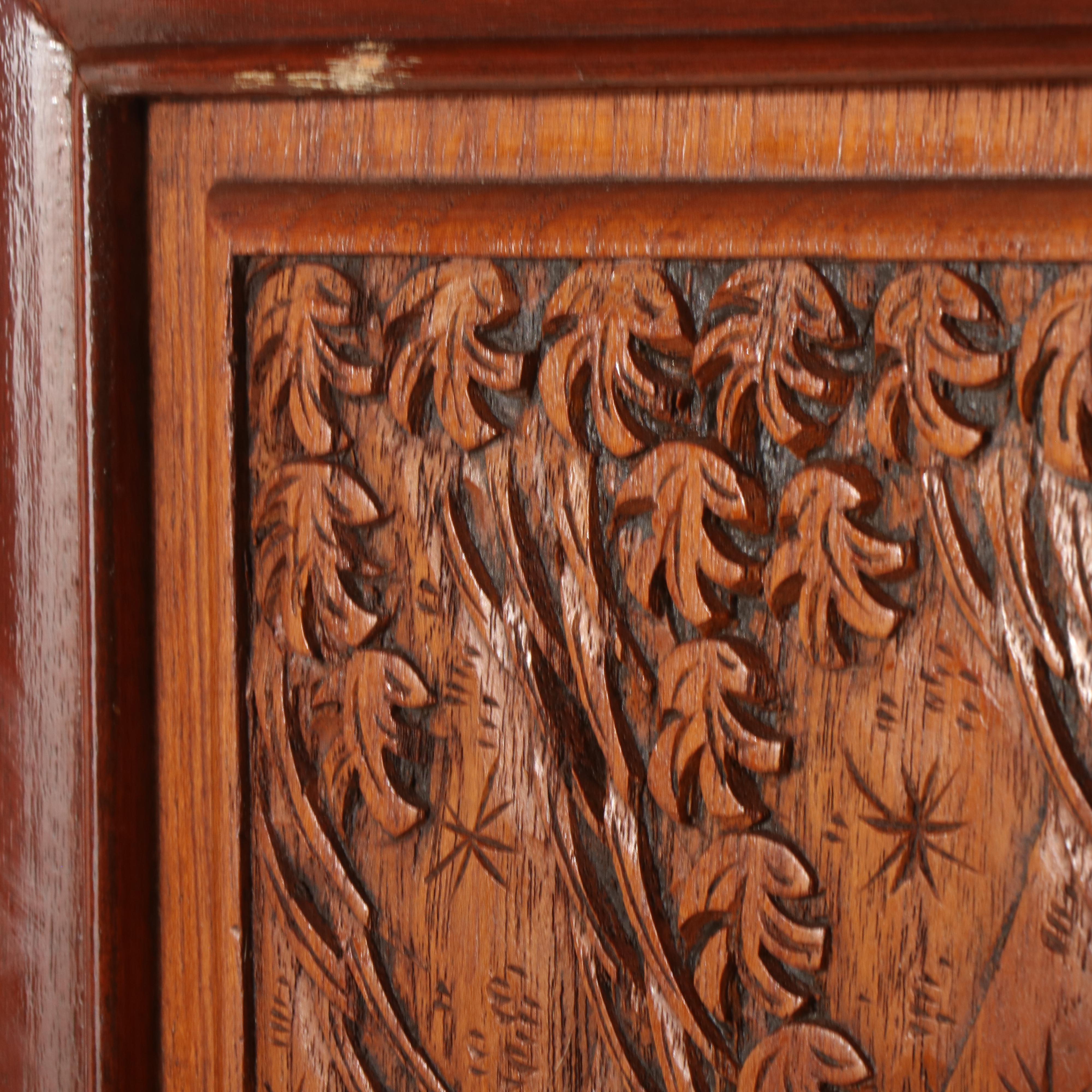 George Zee & Co. Chinese Carved Hardwood Four-Panel Screen