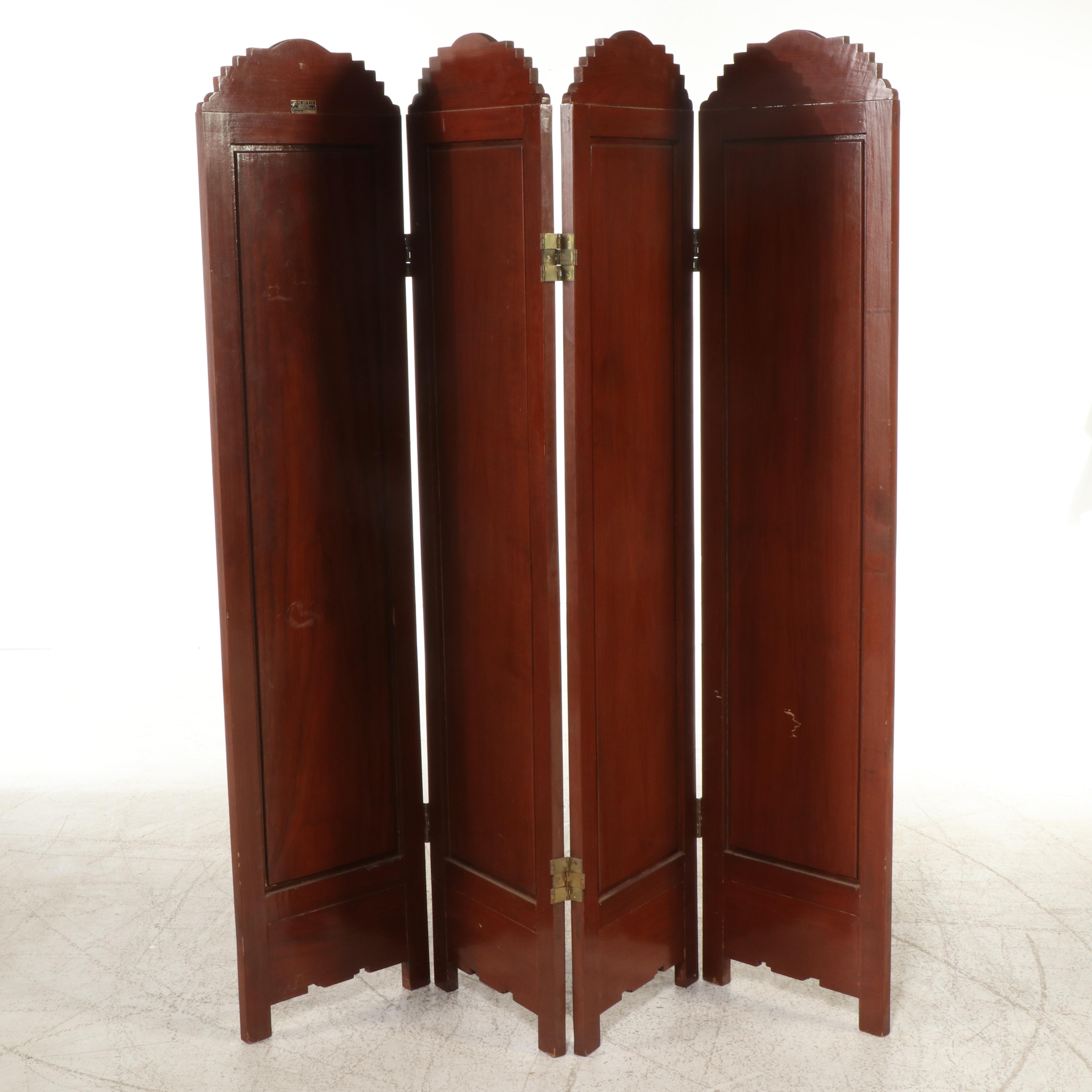George Zee & Co. Chinese Carved Hardwood Four-Panel Screen