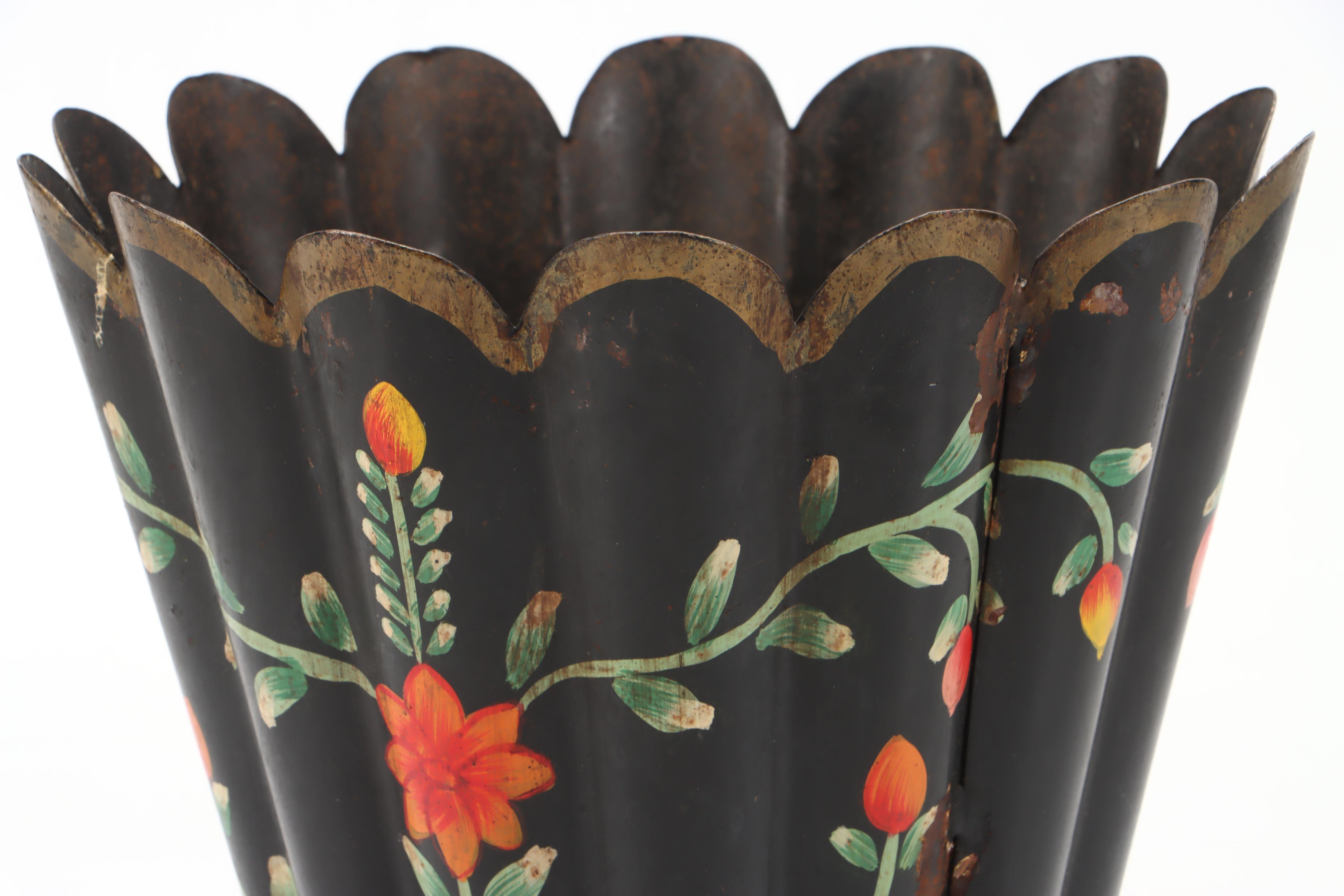 Victorian Style Toleware Footed Planter, 20th Century