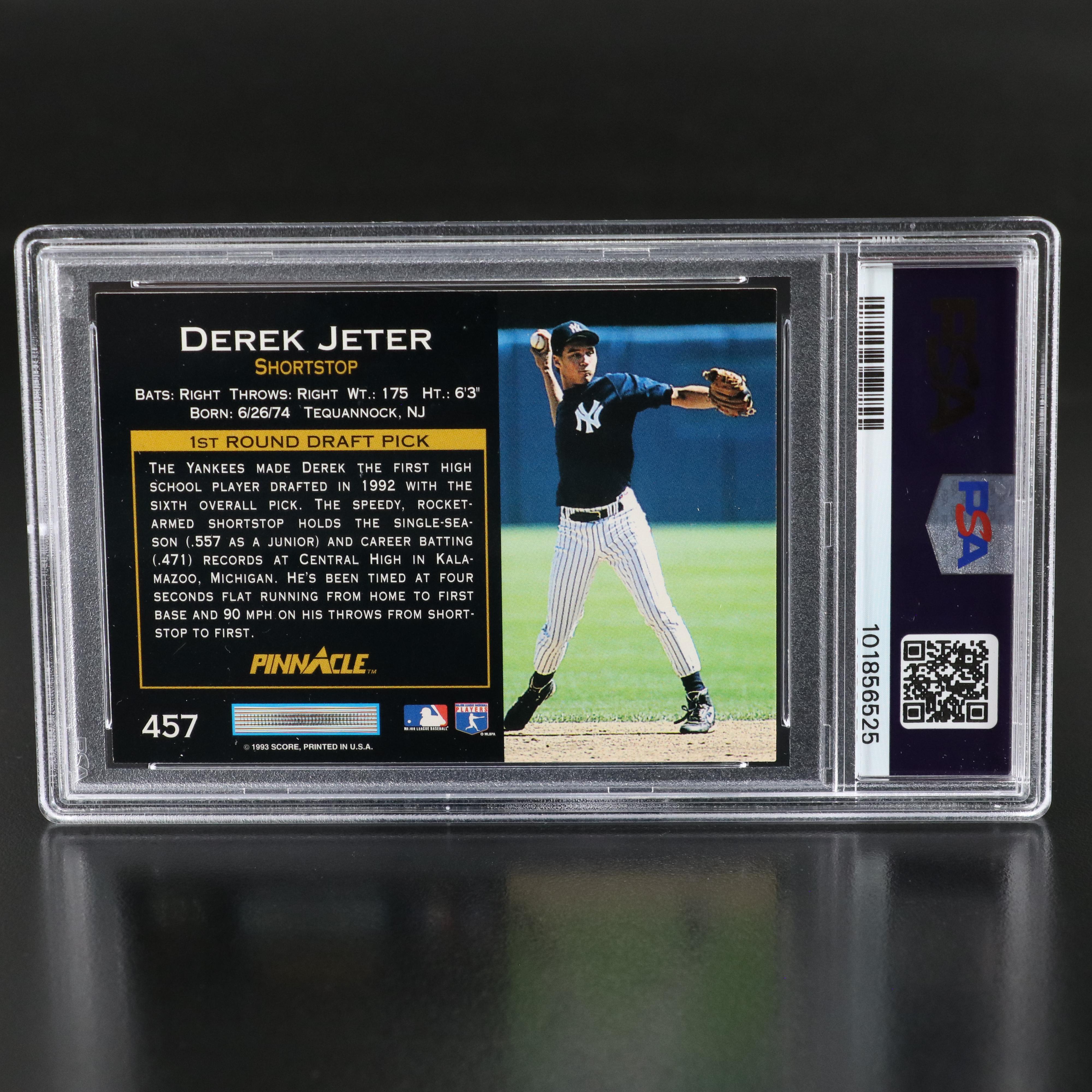 1993 Pinnacle Derek Jeter New York Yankees Rookie Card Graded PSA 9