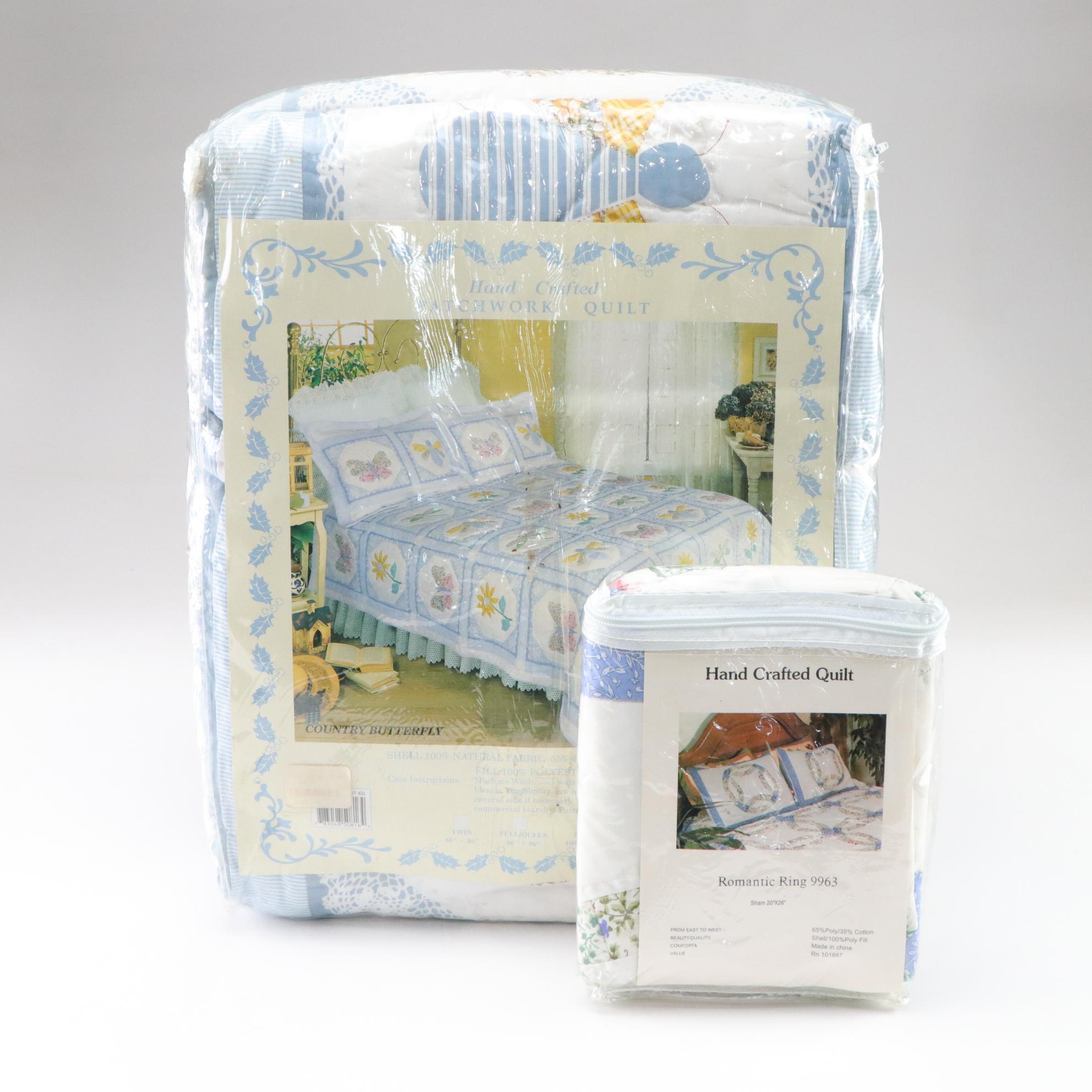 King Sized "Country Butterfly" Quilt & Pillow Shams with More