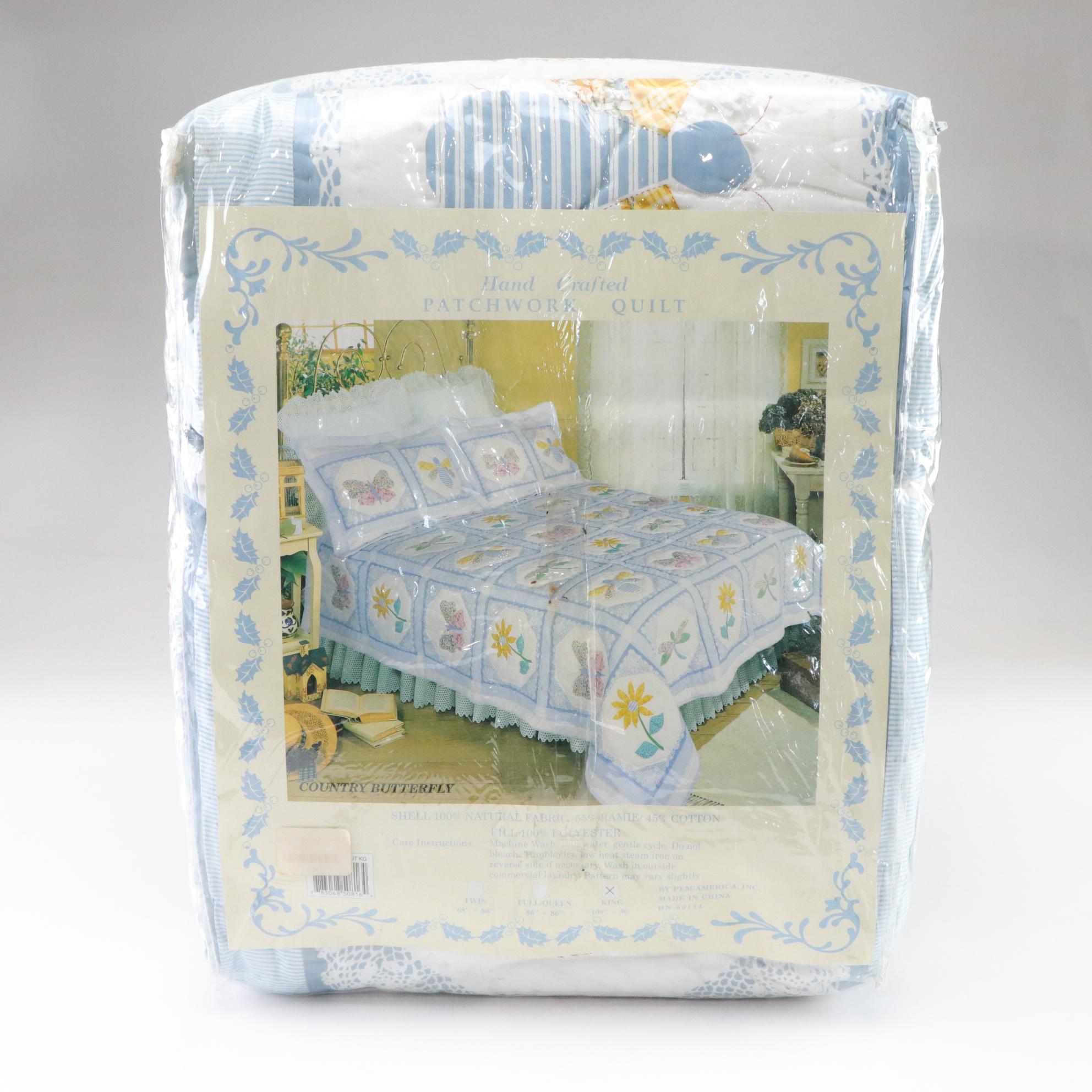 King Sized "Country Butterfly" Quilt & Pillow Shams with More