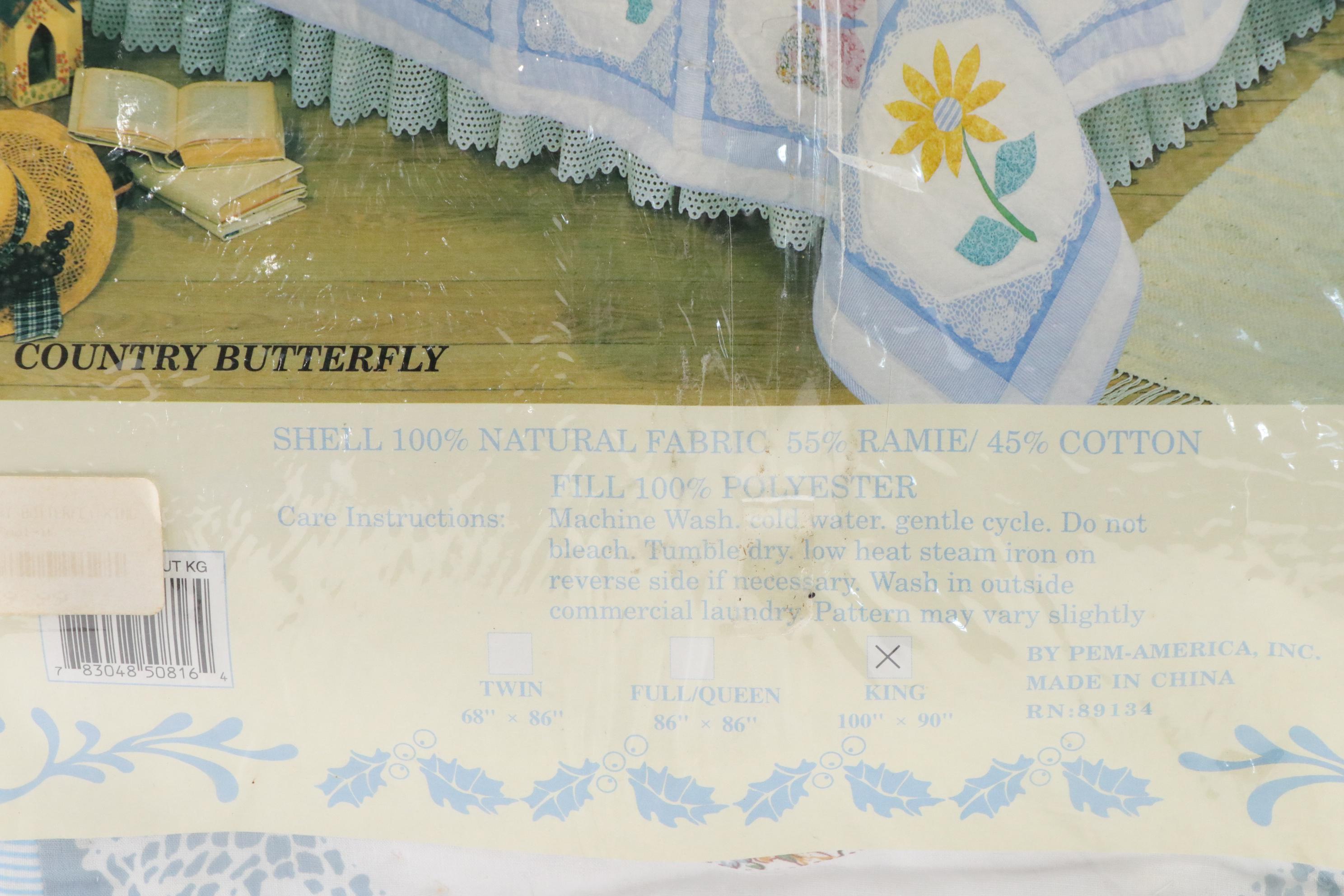 King Sized "Country Butterfly" Quilt & Pillow Shams with More