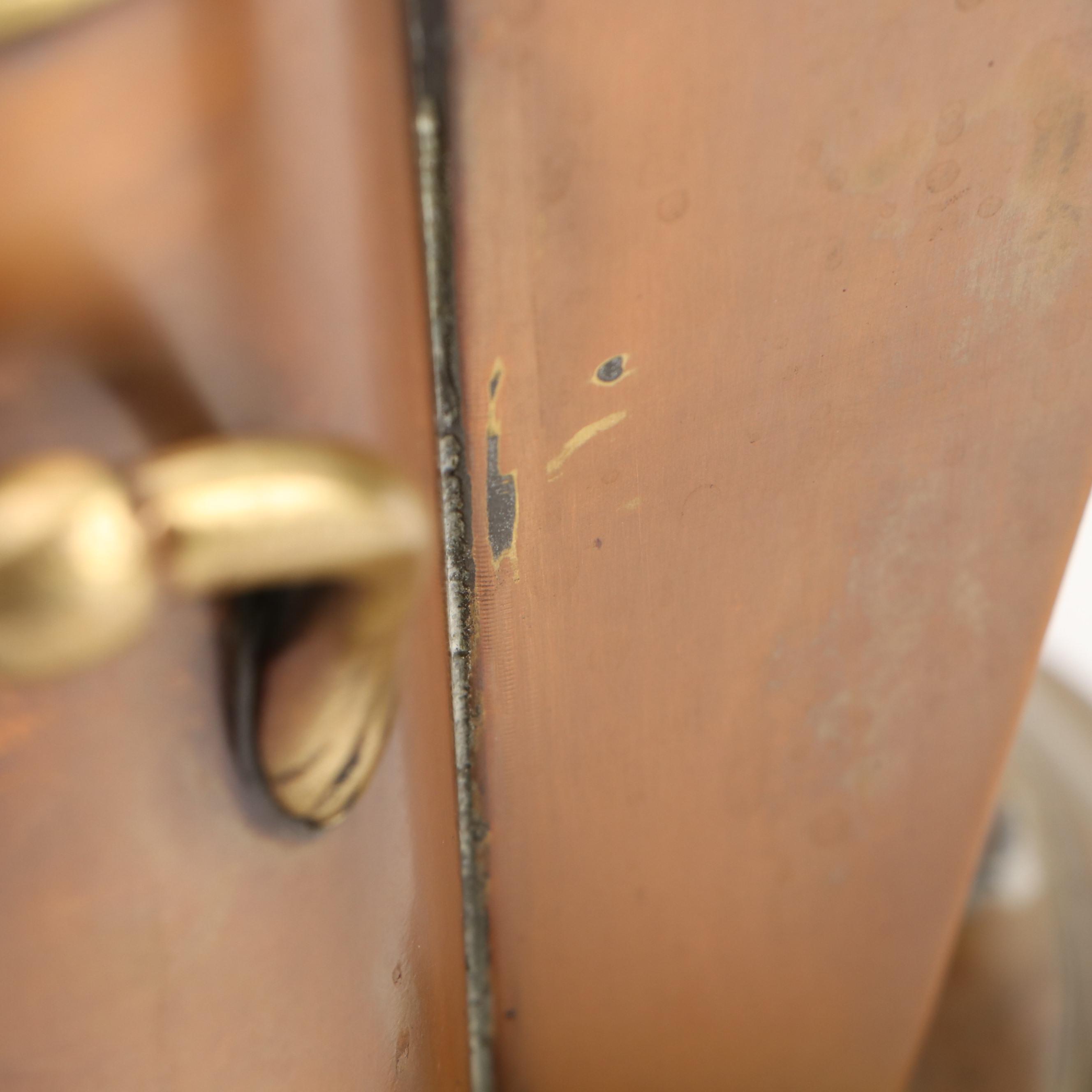Georgian Style Brass and Copper Four Bottle Wine Chiller with Decoupage Decanter