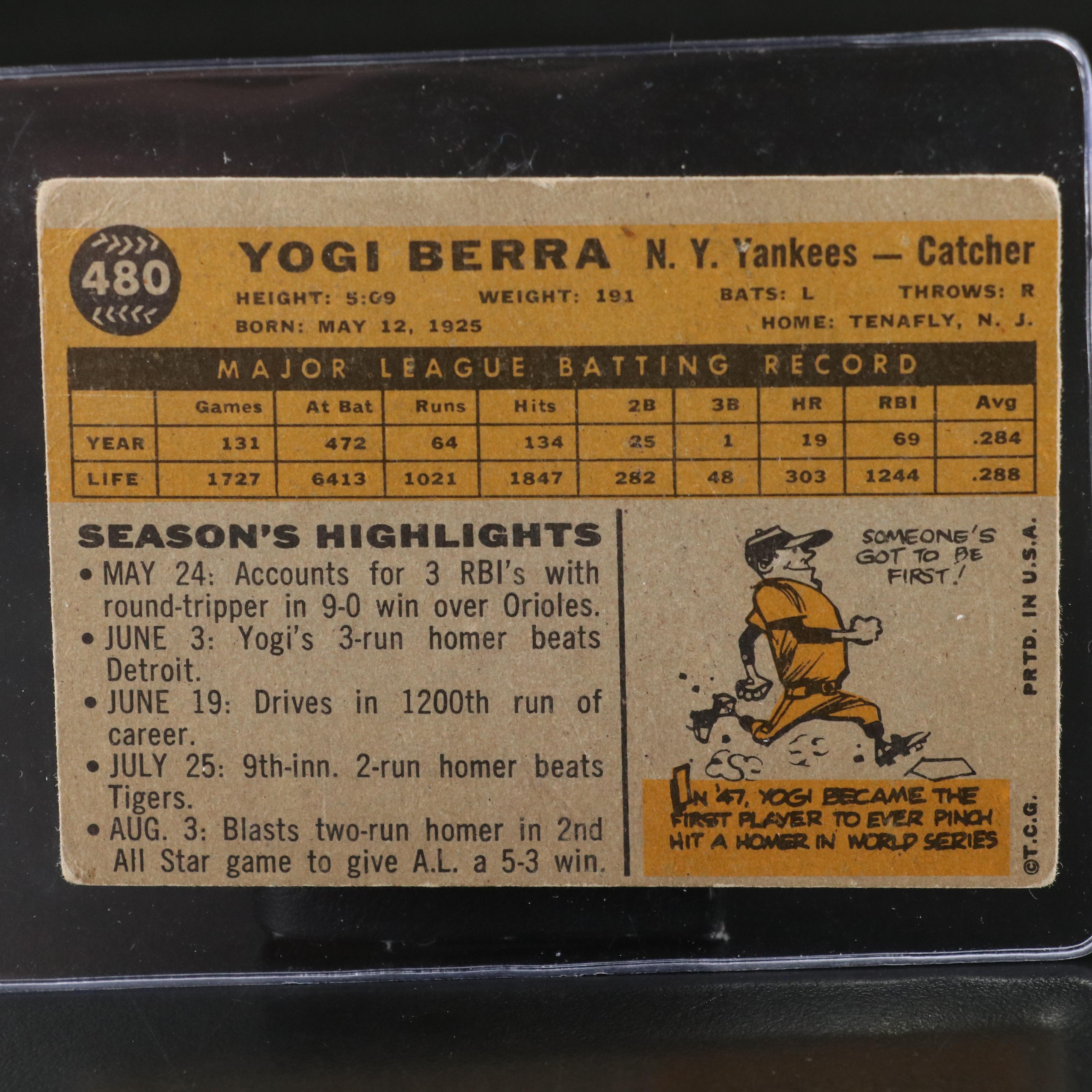 1960 Topps Yogi Berra New York Yankees Baseball Card