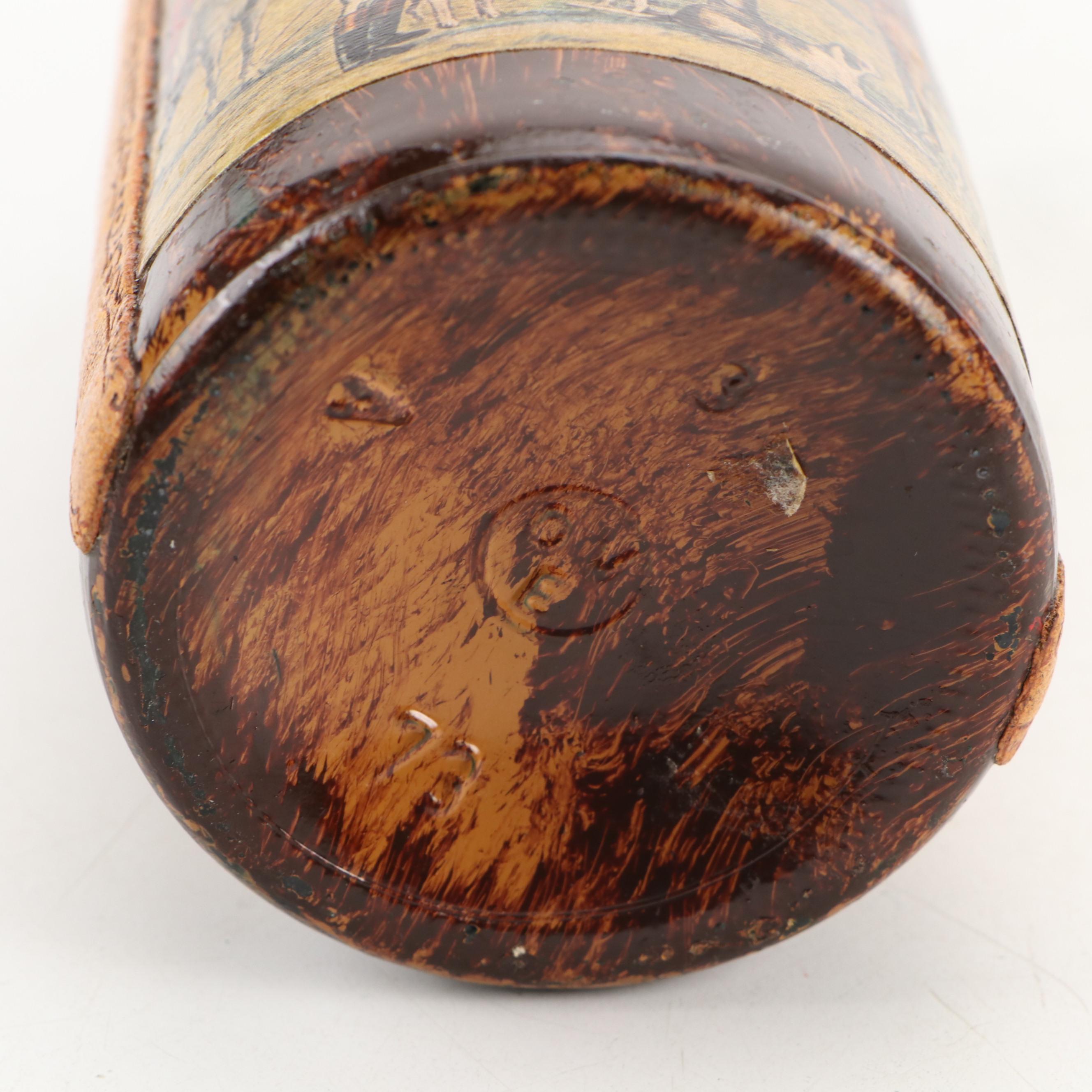 Georgian Style Brass and Copper Four Bottle Wine Chiller with Decoupage Decanter