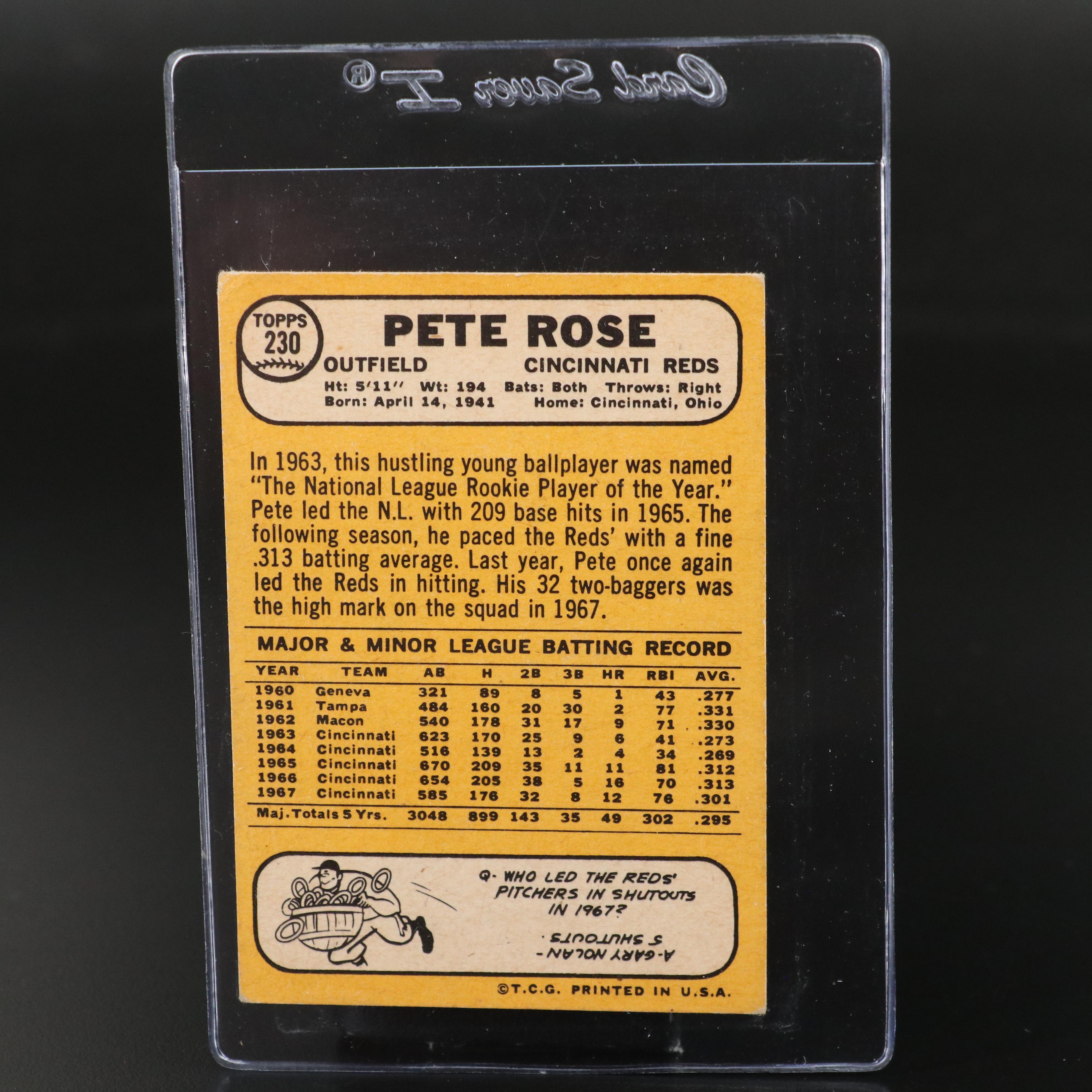 1968 Topps Pete Rose Cincinnati Reds Baseball Card