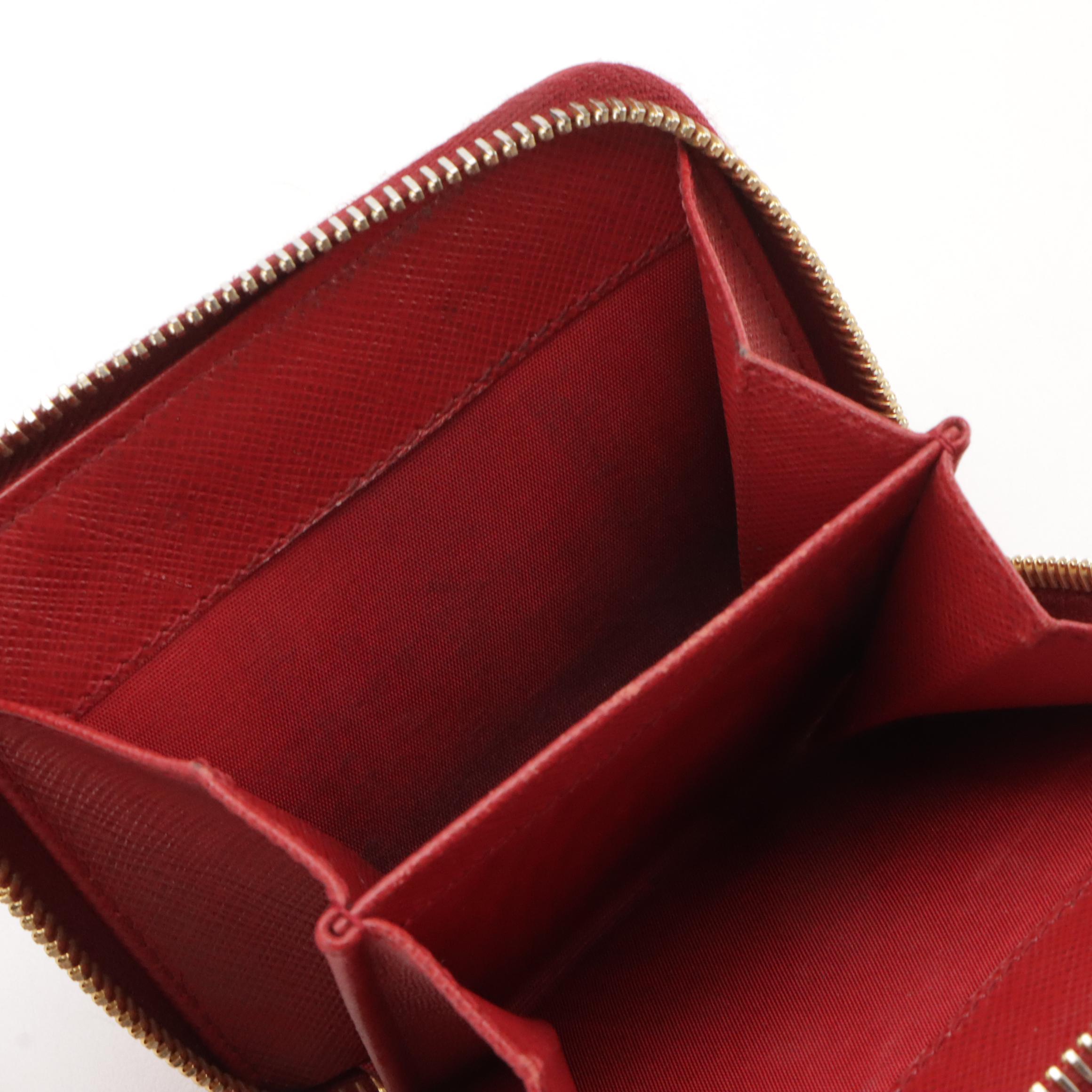 Prada Red Saffiano Leather Zip-Around Compact Wallet