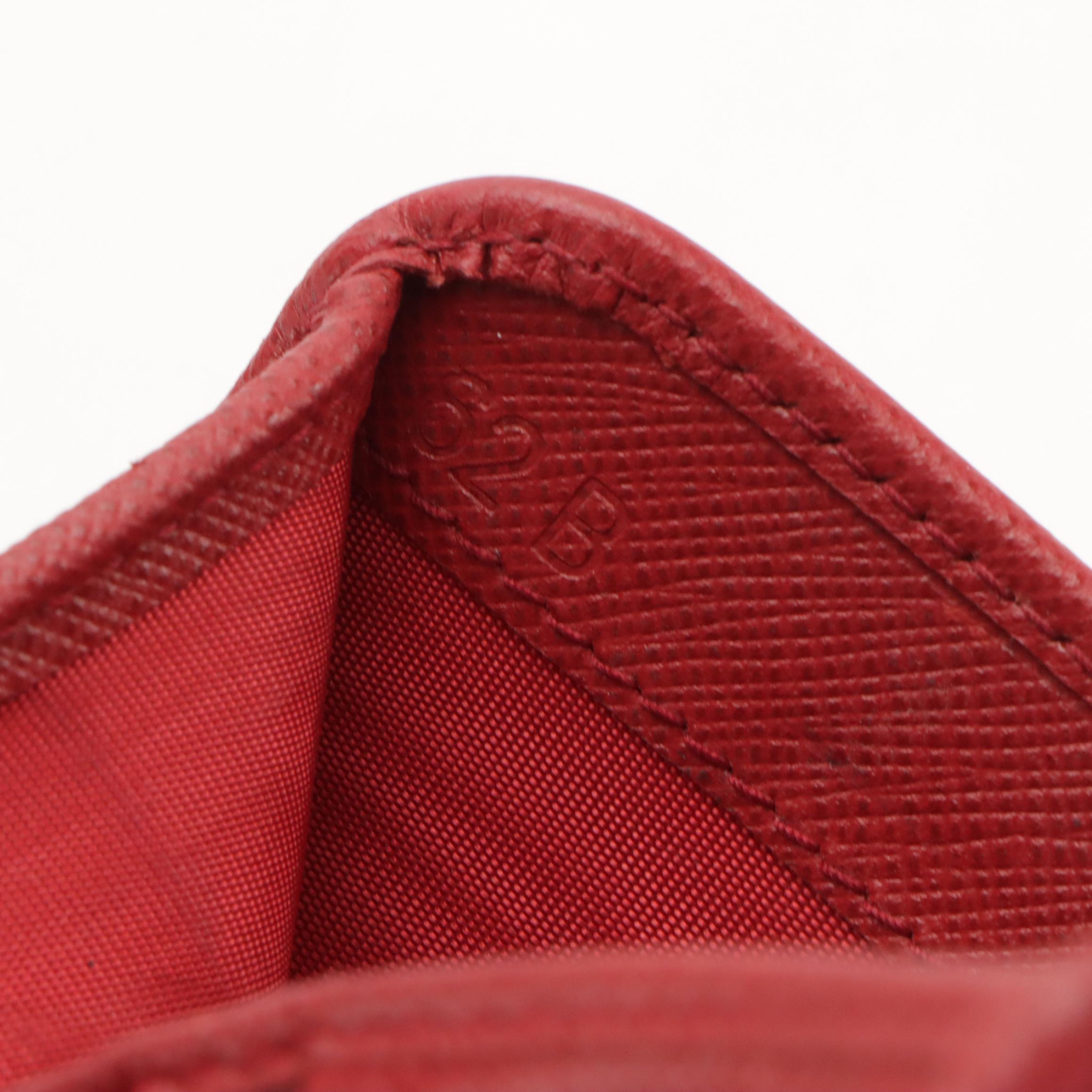 Prada Red Saffiano Leather Zip-Around Compact Wallet