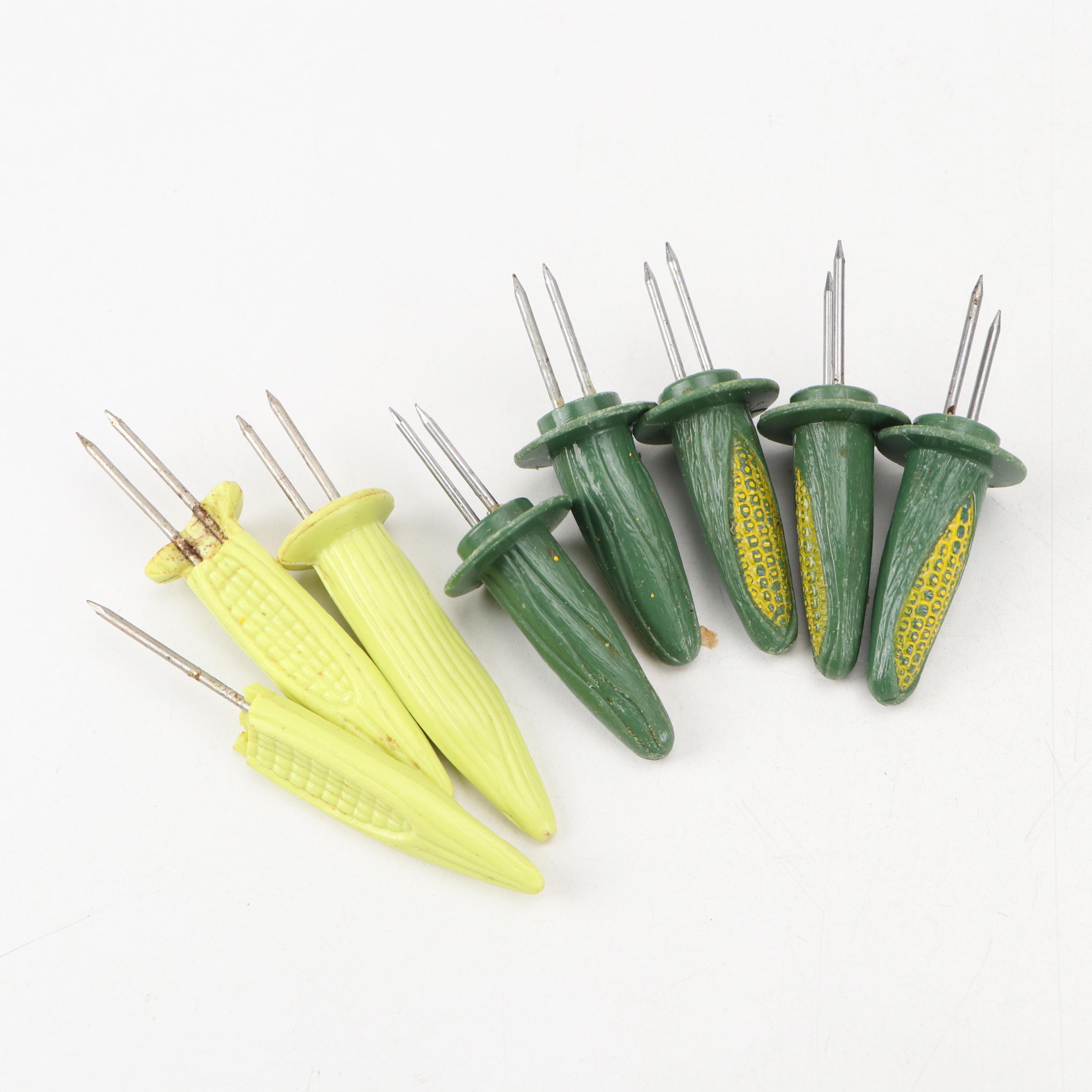 Artist's Palette Shaped Platter with Corn Cob Holders and Other Utensils