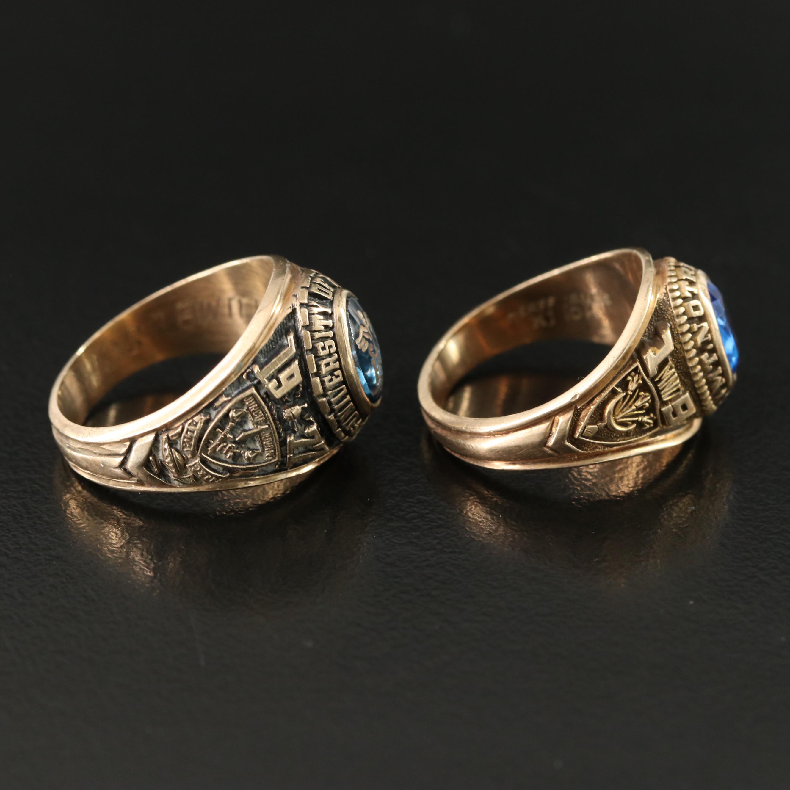 1970s Herff Jones and Art Carved 10K Spinel Class Rings | EBTH