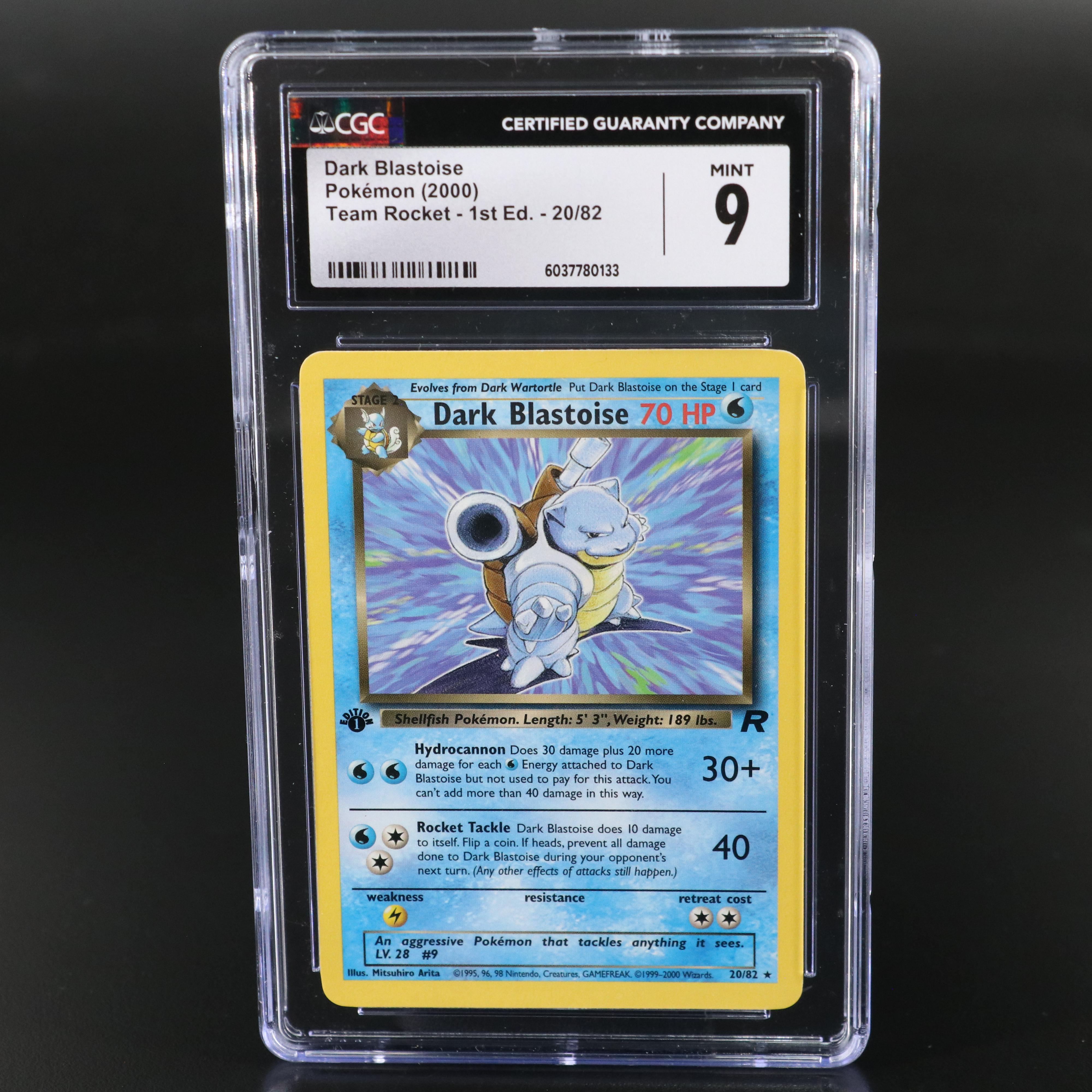 Team Rocket Dark Blastoise 1st Edition Pokémon Card Graded CGC 9
