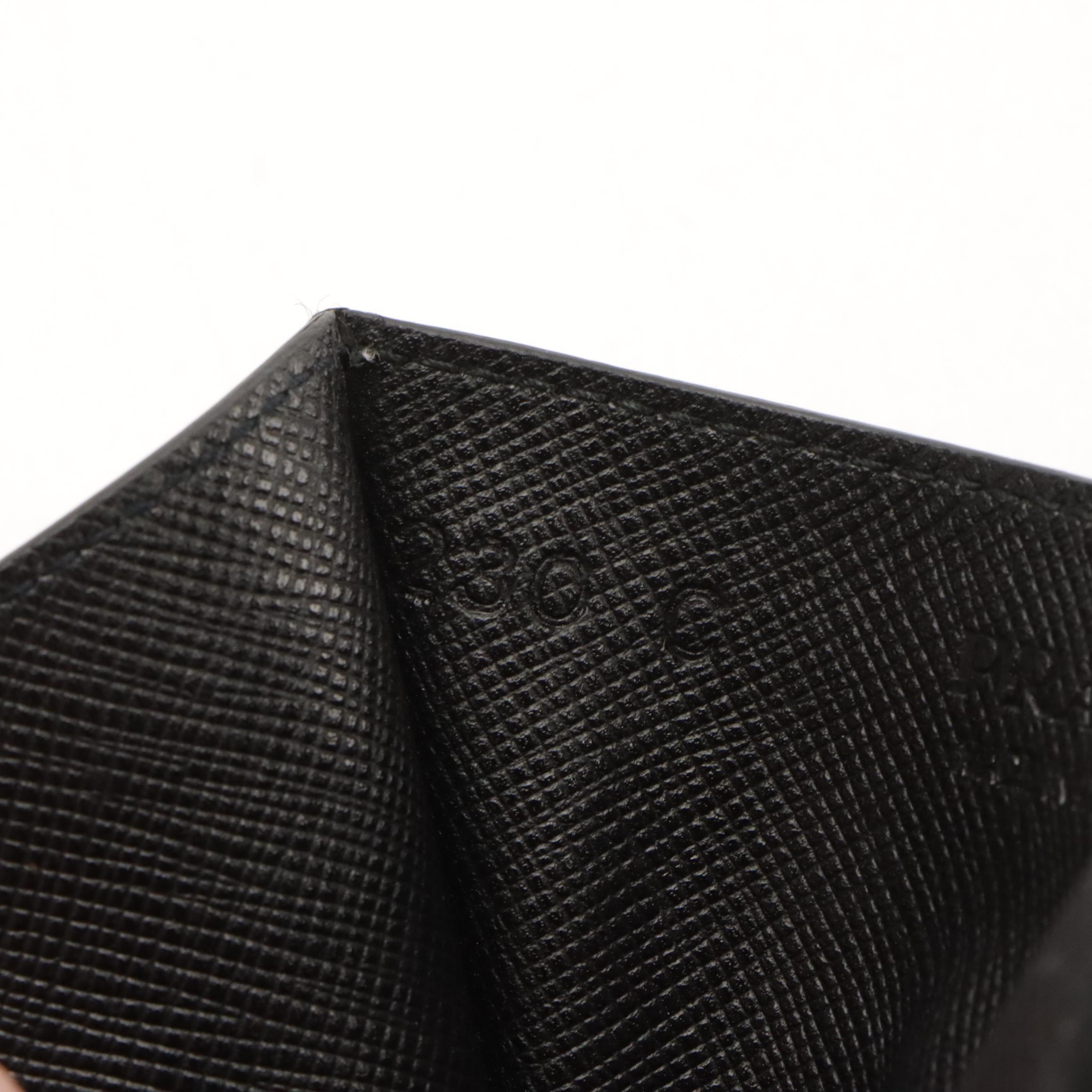 Prada Card Holder in Black Leather with Red Prada Logo Corner