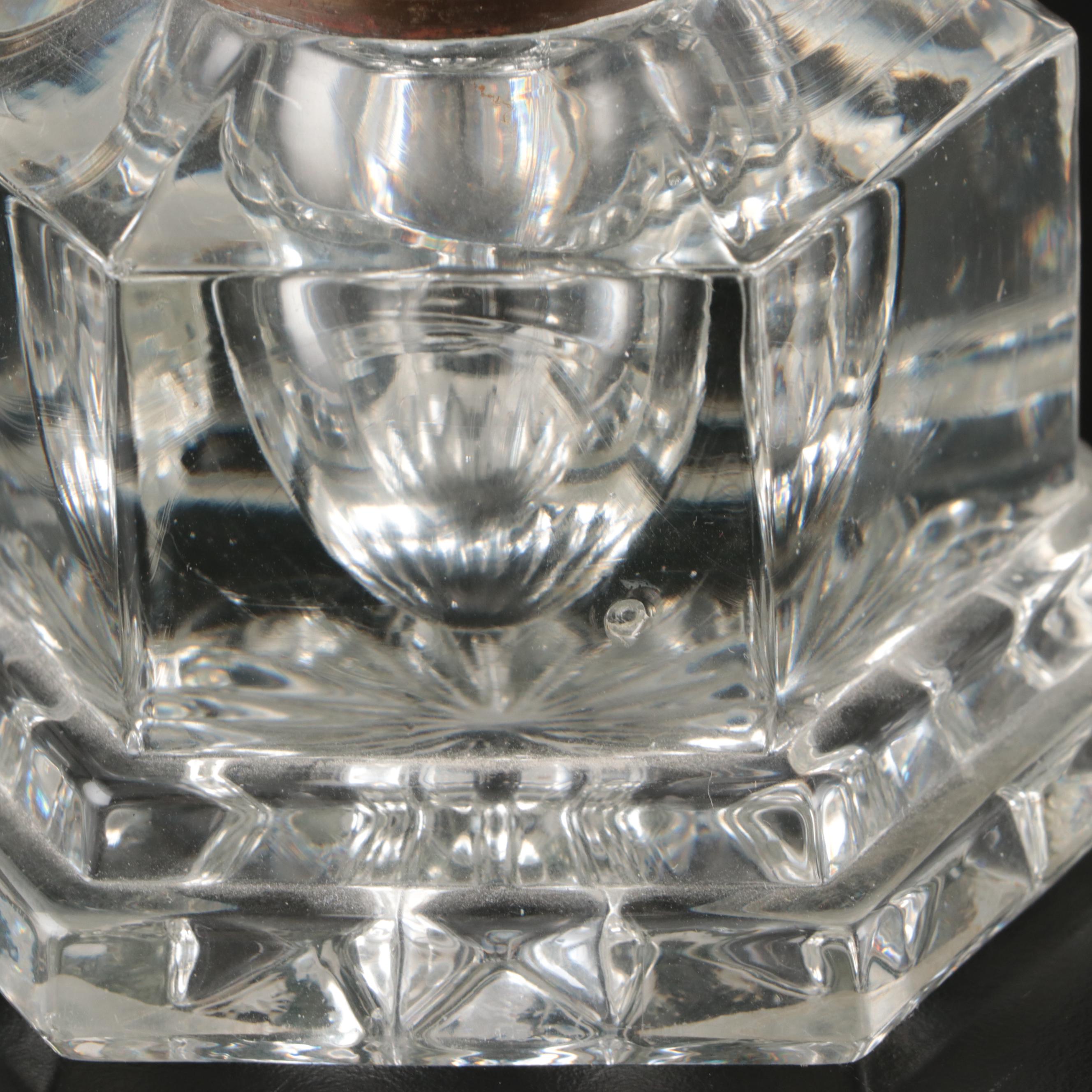Hexagonal Pressed Glass Inkwell
