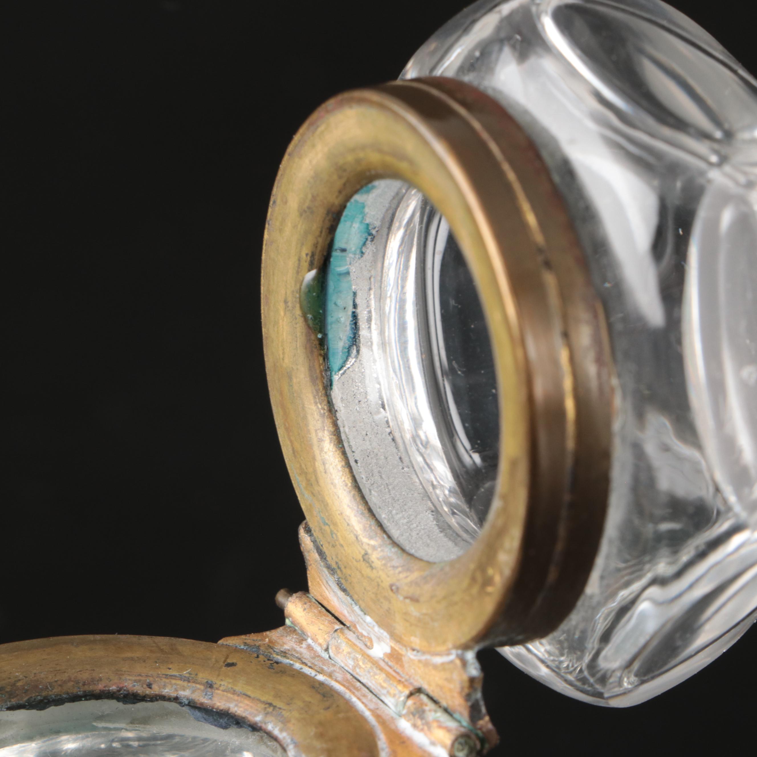 Hexagonal Pressed Glass Inkwell