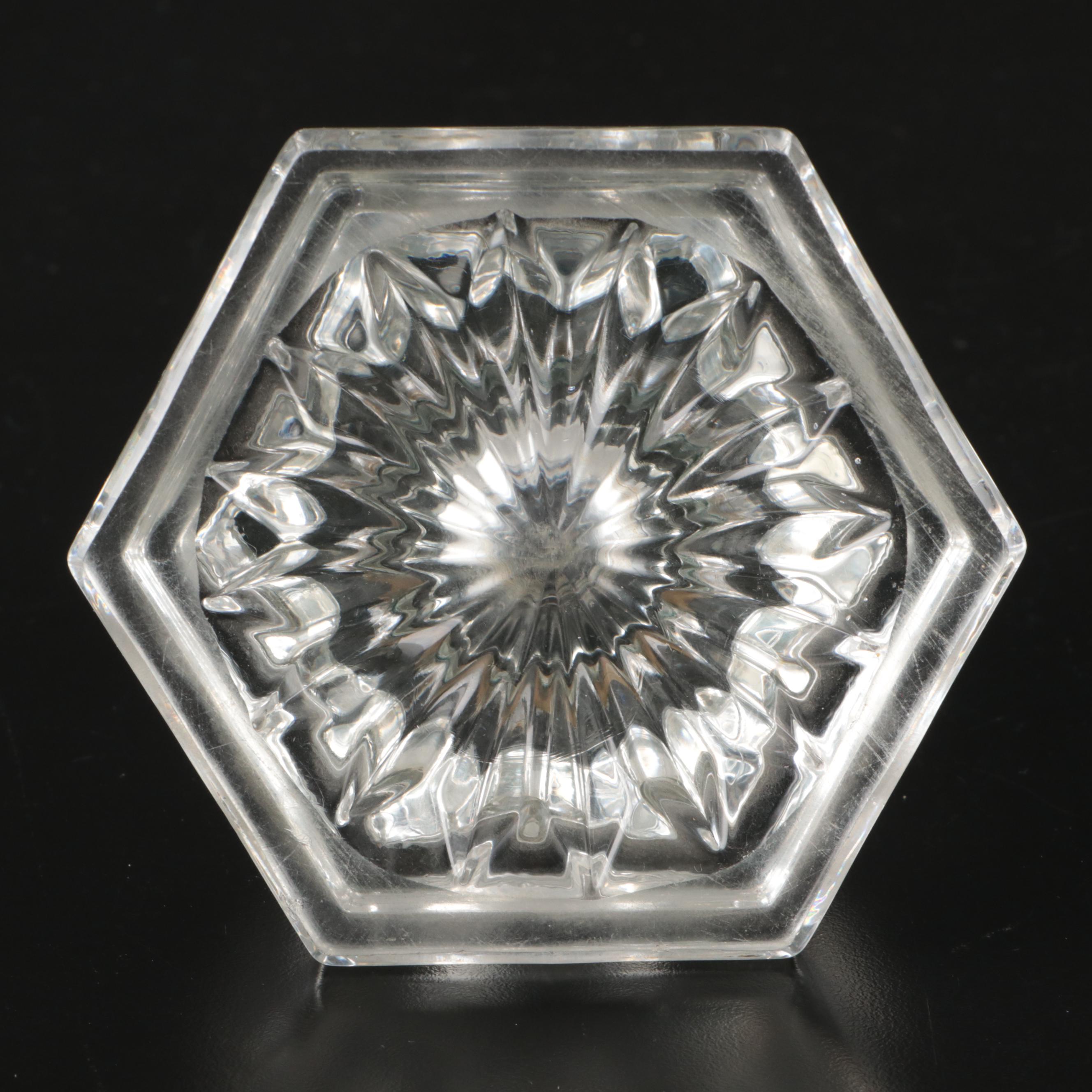 Hexagonal Pressed Glass Inkwell