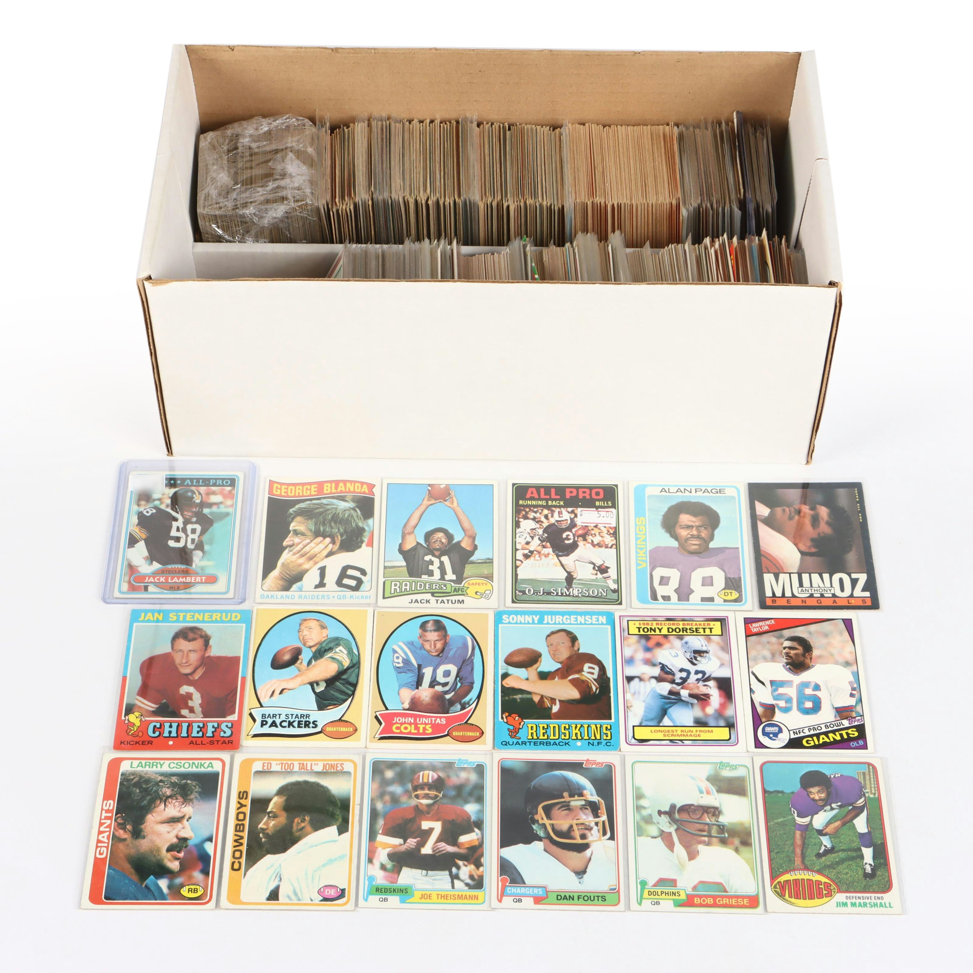 Topps Football Cards Featuring O.J. Simpson and More, 1970s-1980s