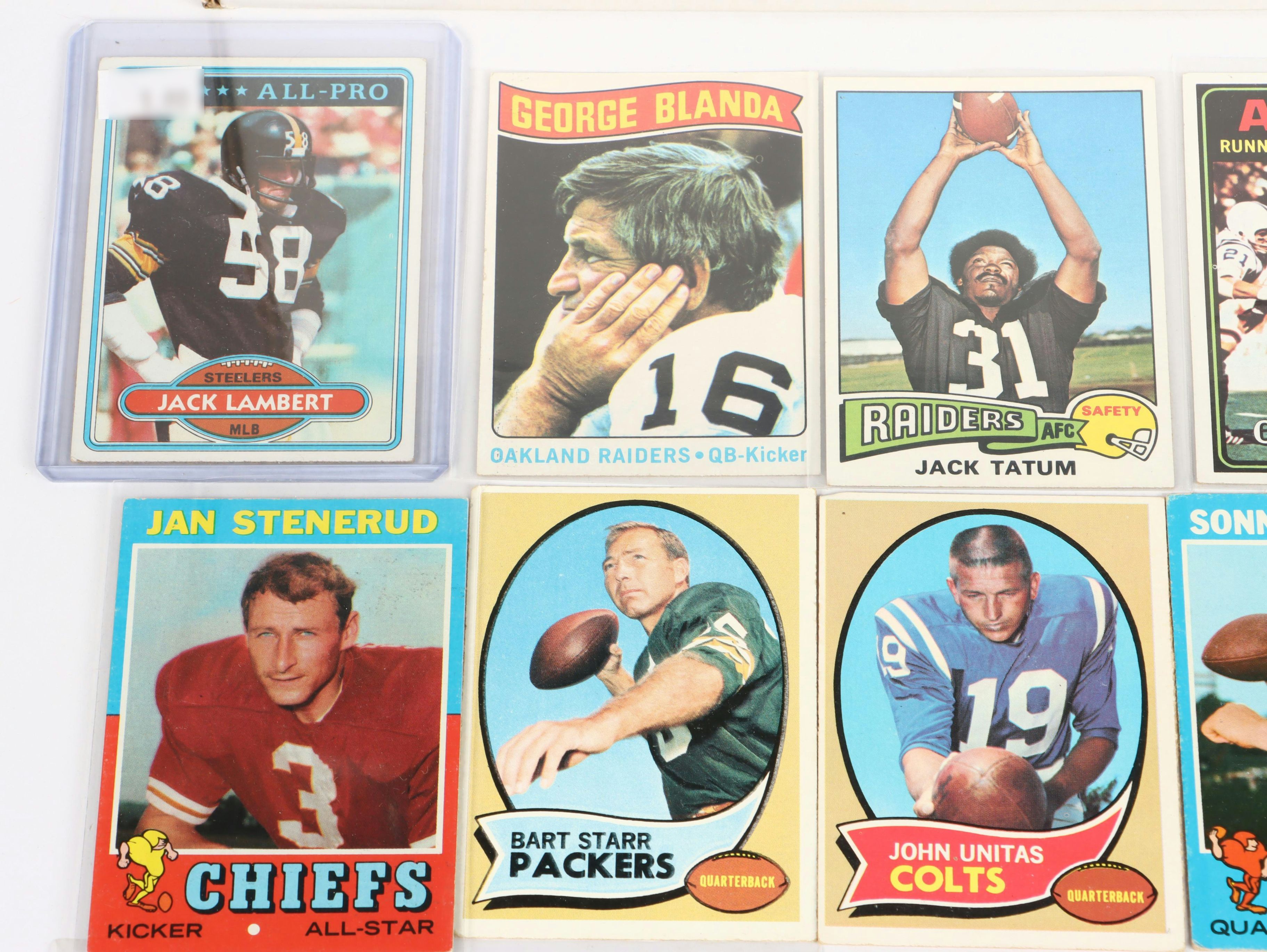 Topps Football Cards Featuring O.J. Simpson and More, 1970s-1980s