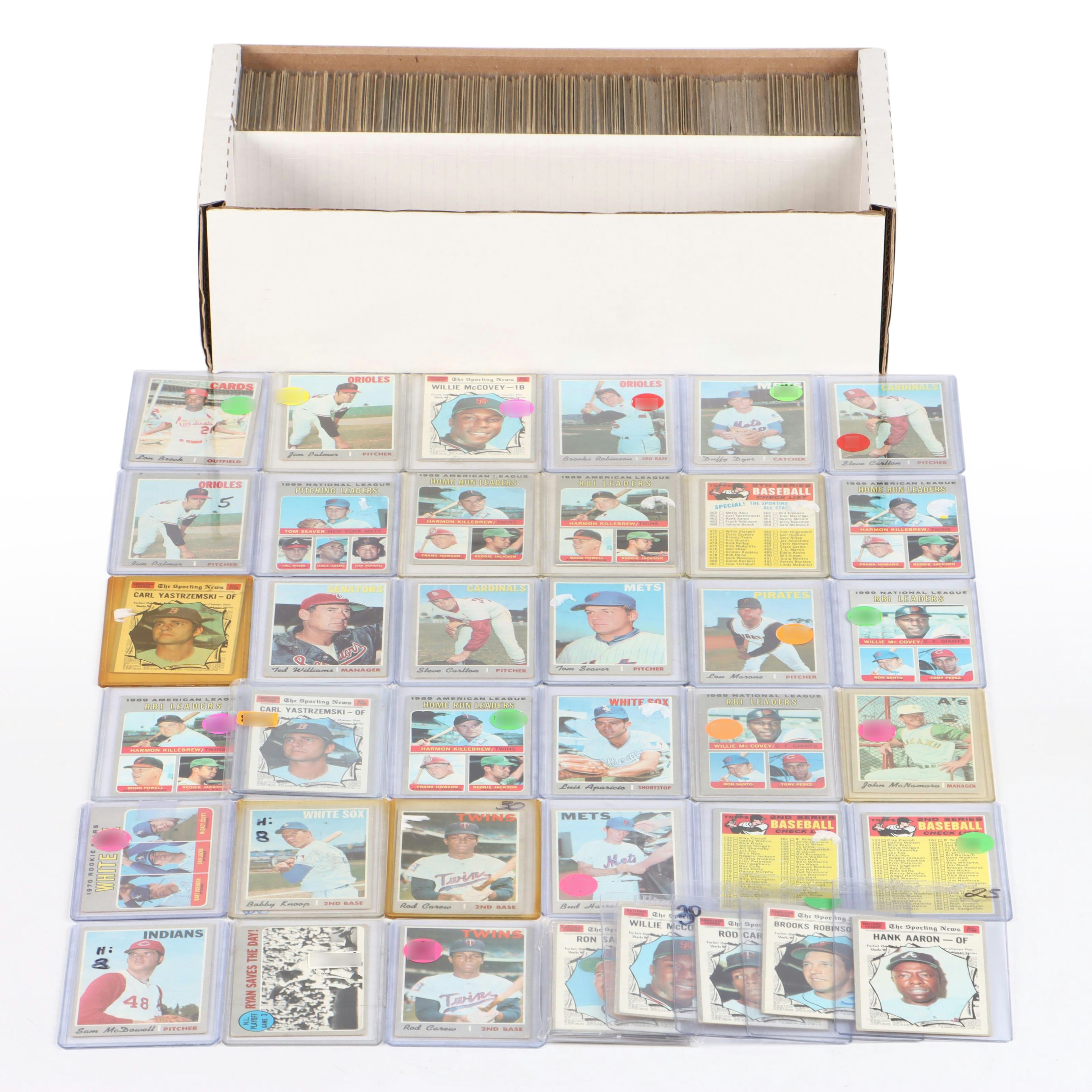 1970 Topps Baseball Cards Featuring Hank Aaron, Reggie Jackson, and More