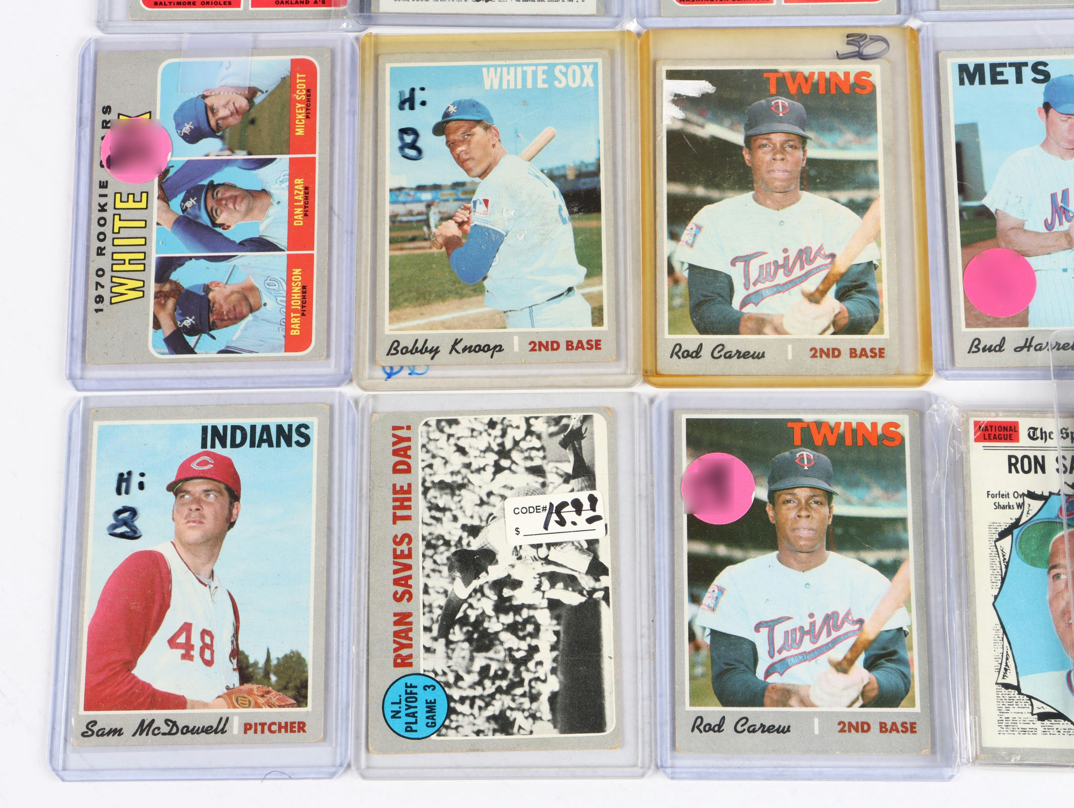 1970 Topps Baseball Cards Featuring Hank Aaron, Reggie Jackson, and More