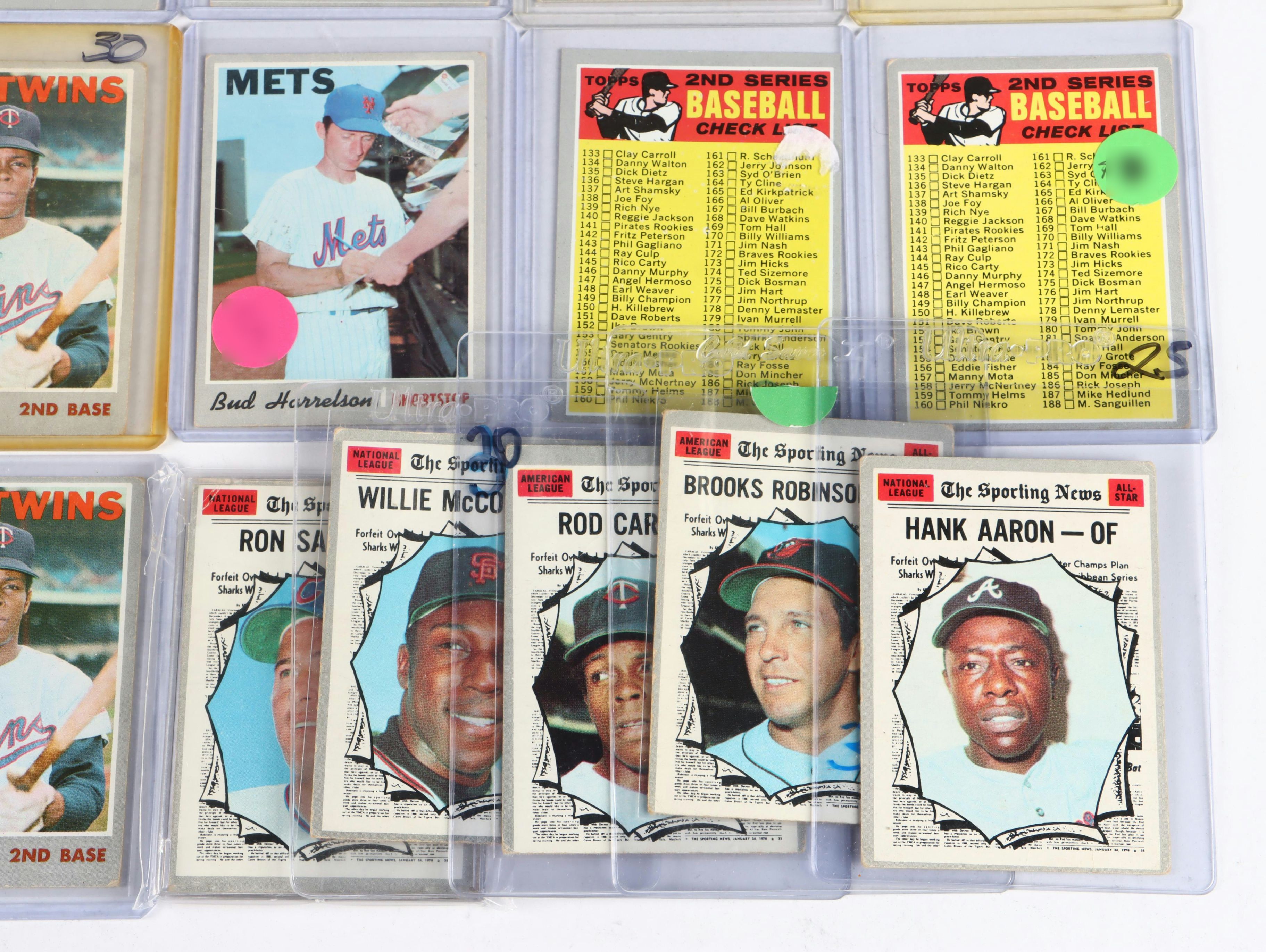 1970 Topps Baseball Cards Featuring Hank Aaron, Reggie Jackson, and More