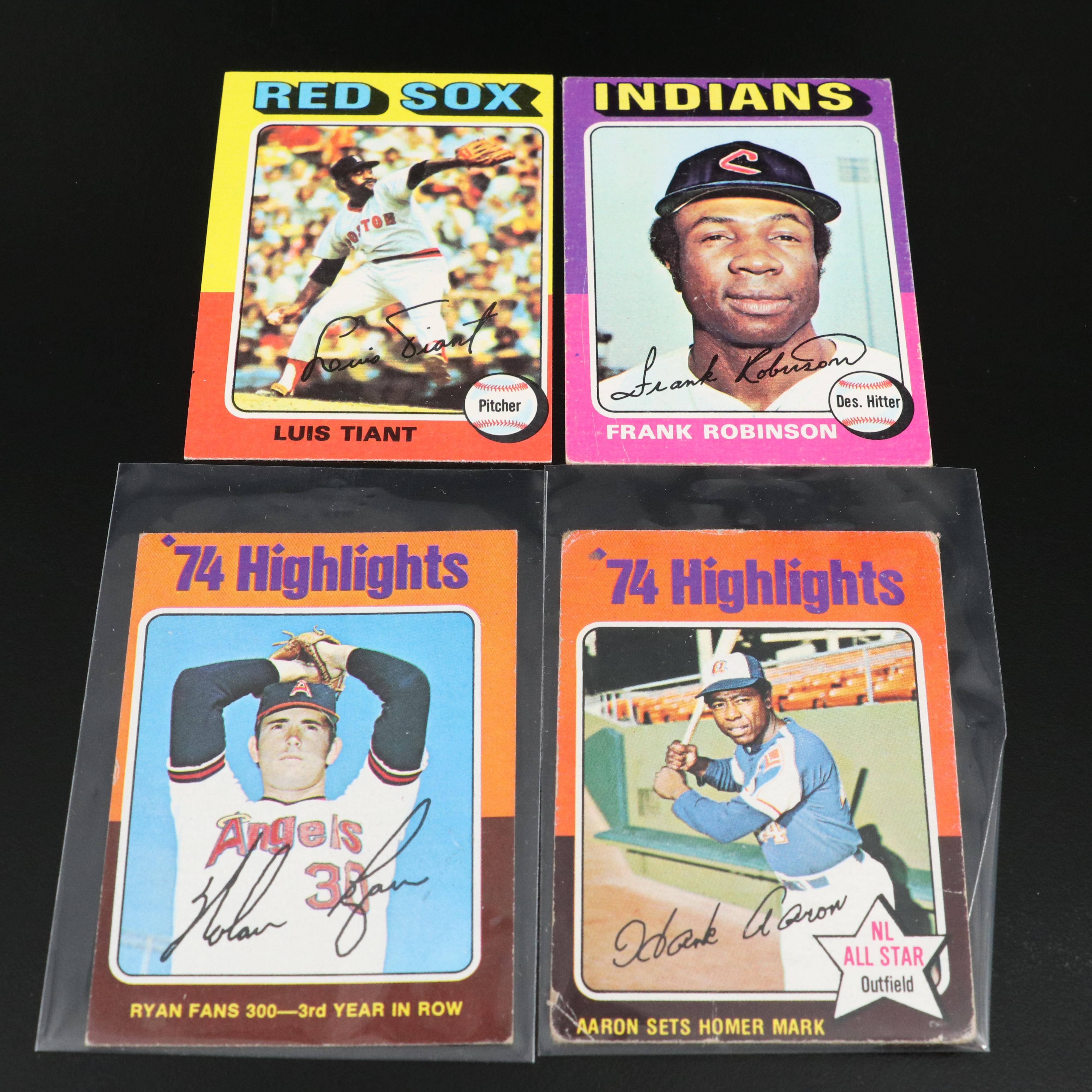 1975 Topps Mini Baseball Cards Featuring Hank Aaron, Nolan Ryan, and More