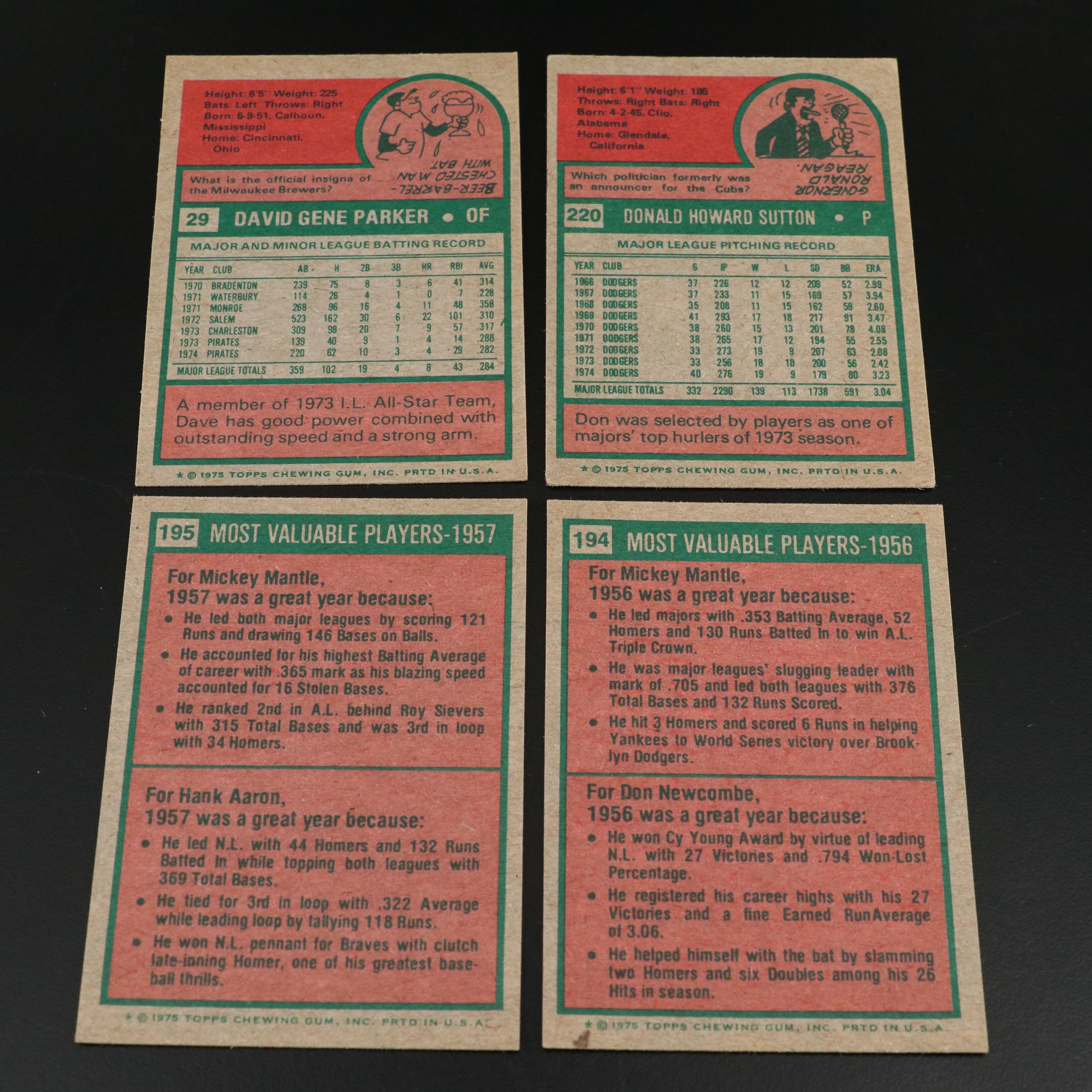 1975 Topps Mini Baseball Cards Featuring Hank Aaron, Nolan Ryan, and More